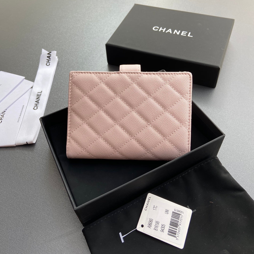CC 96066 Compact Wallet Light Pink Caviar Sliver Steel 234619