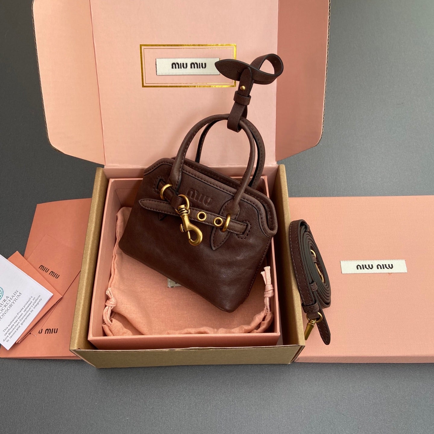 Miu 12.5 Aventure Nappa Leather Bag Briarwood 240401
