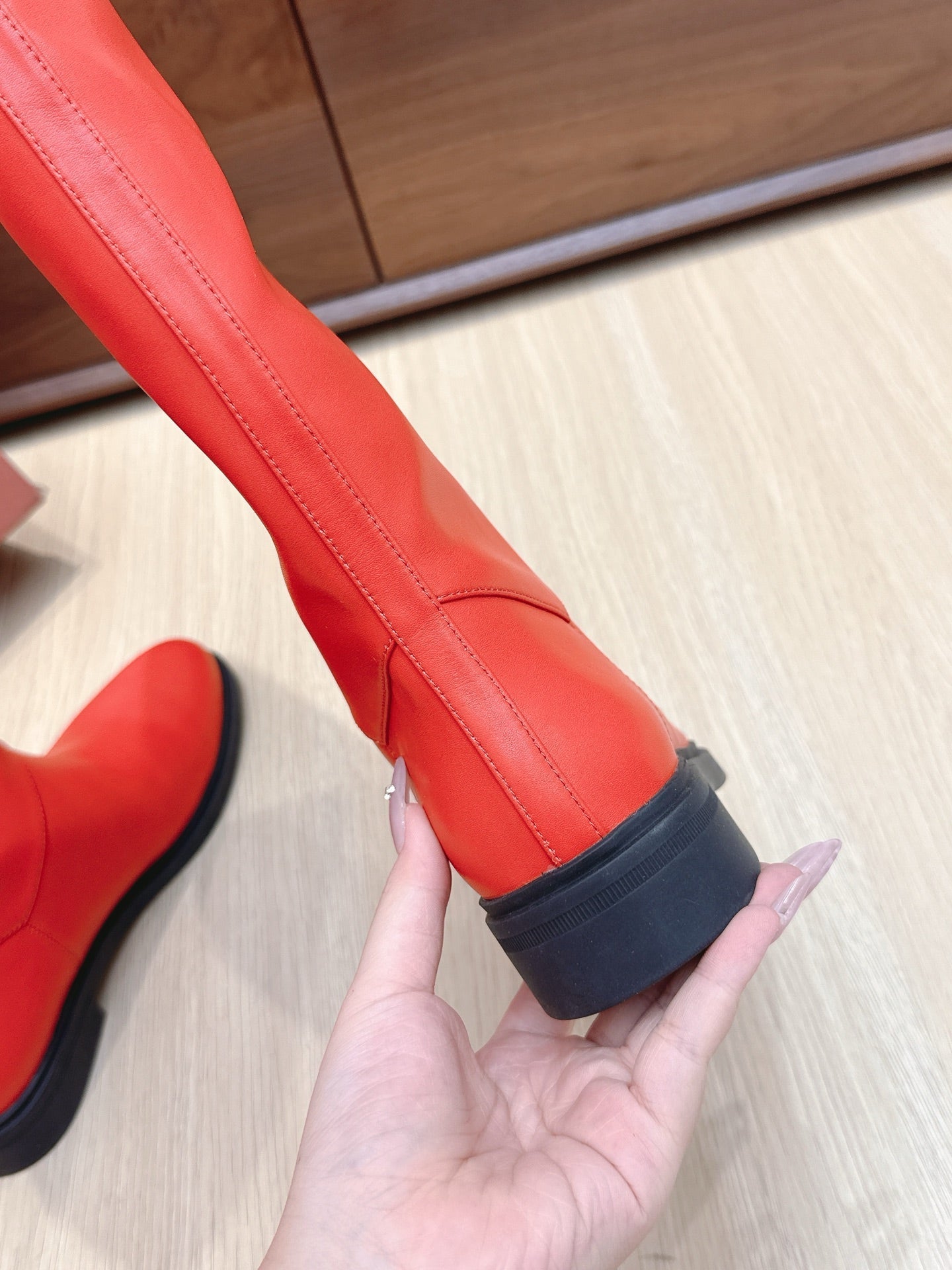 LP Long Boots 20mm Red Cowhide Sheepskin 447746