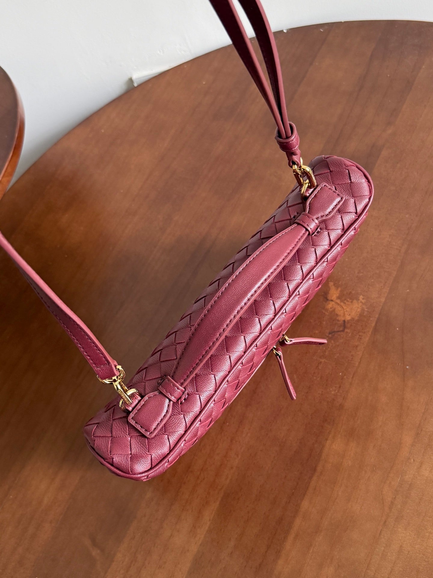 BV Small Soft Vanity Bag Burgundy Intrecciato Leather