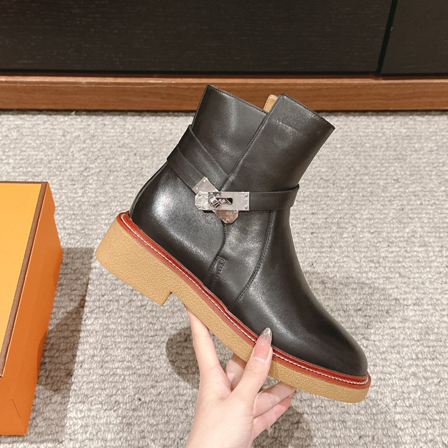 history ankle boot black calfskin