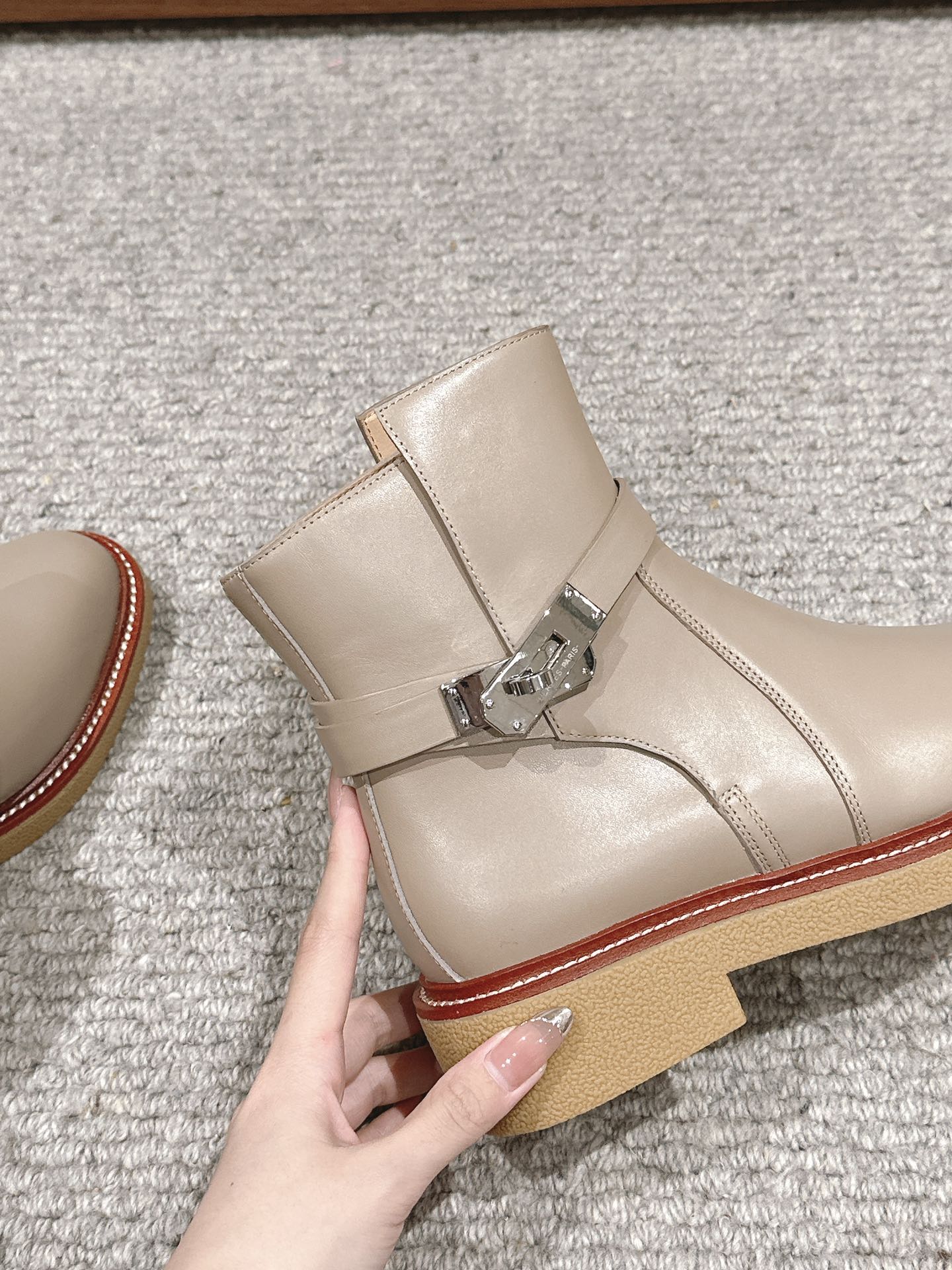 history ankle boot grey calfskin