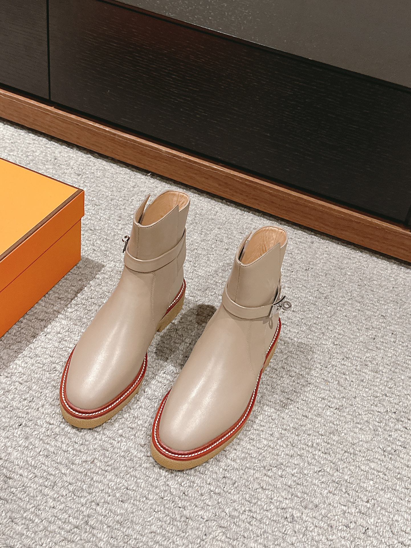 history ankle boot grey calfskin