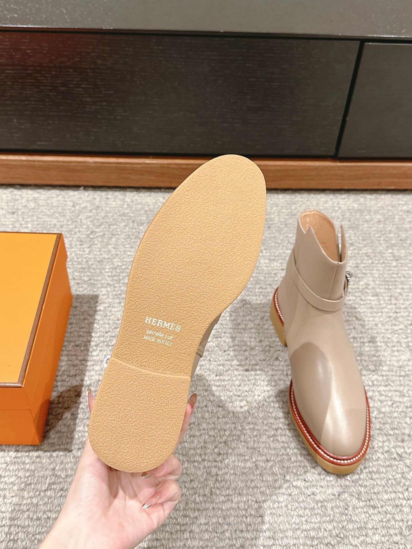 history ankle boot grey calfskin