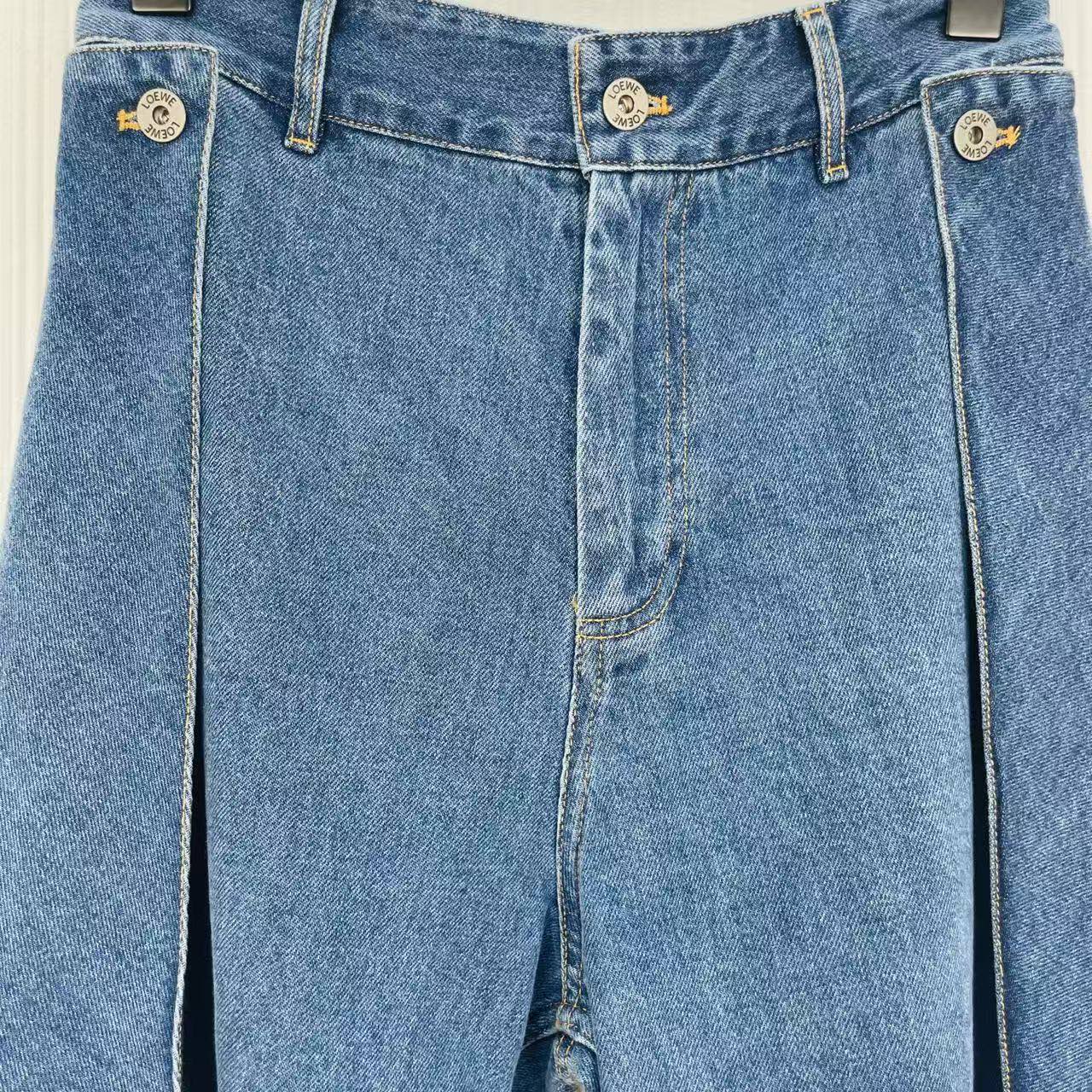 Loewe 26s Draped Flap Jeans Light Blue Denim 400748