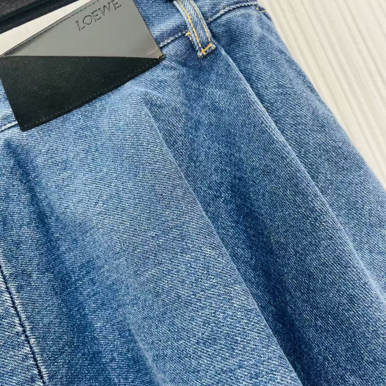 Loewe 26s Draped Flap Jeans Light Blue Denim 400748