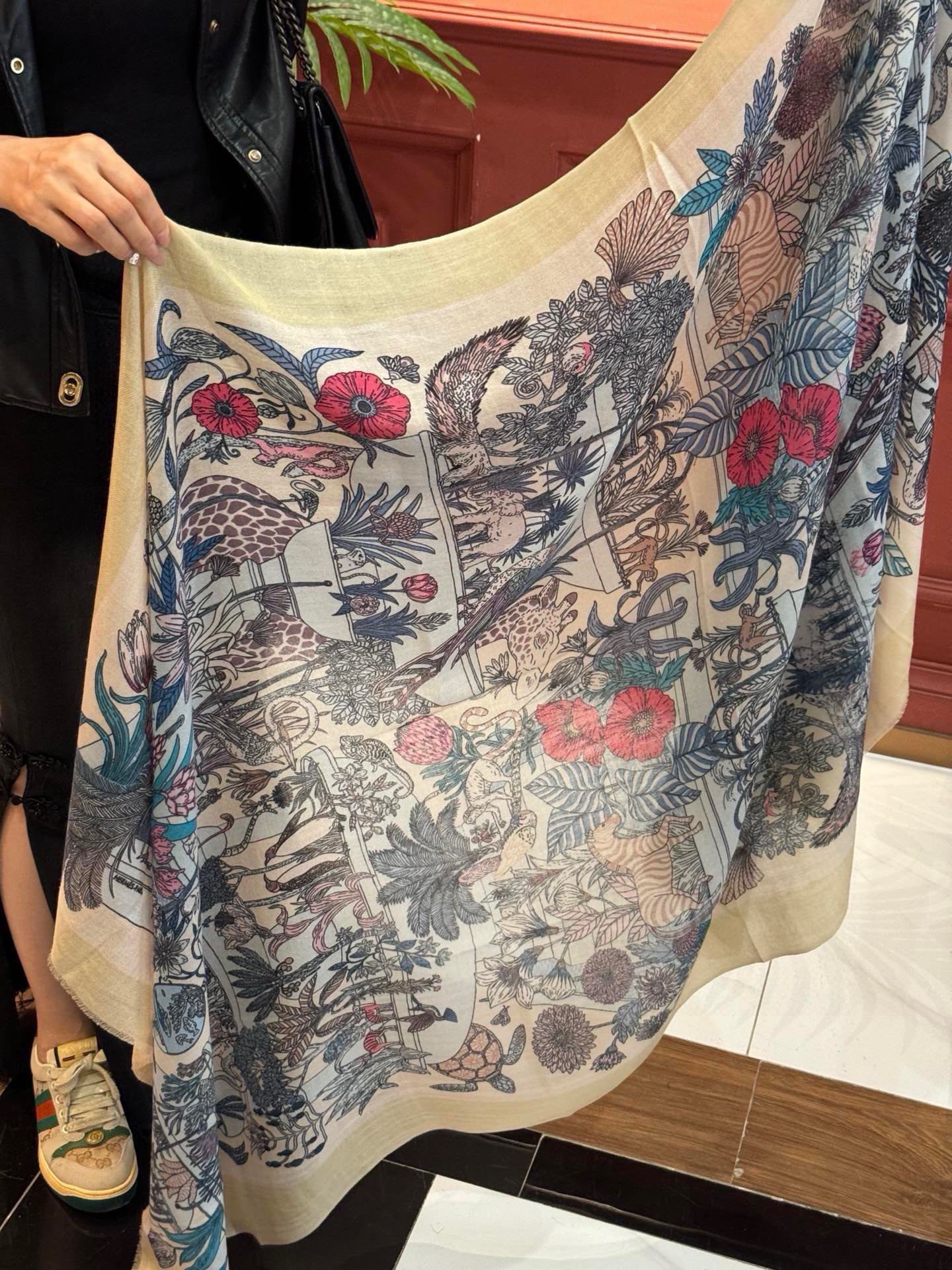 EXOTIC PARADISE CASHMERE SCARF 200 CM WHITE MIX COLORFUL CASHMERE
