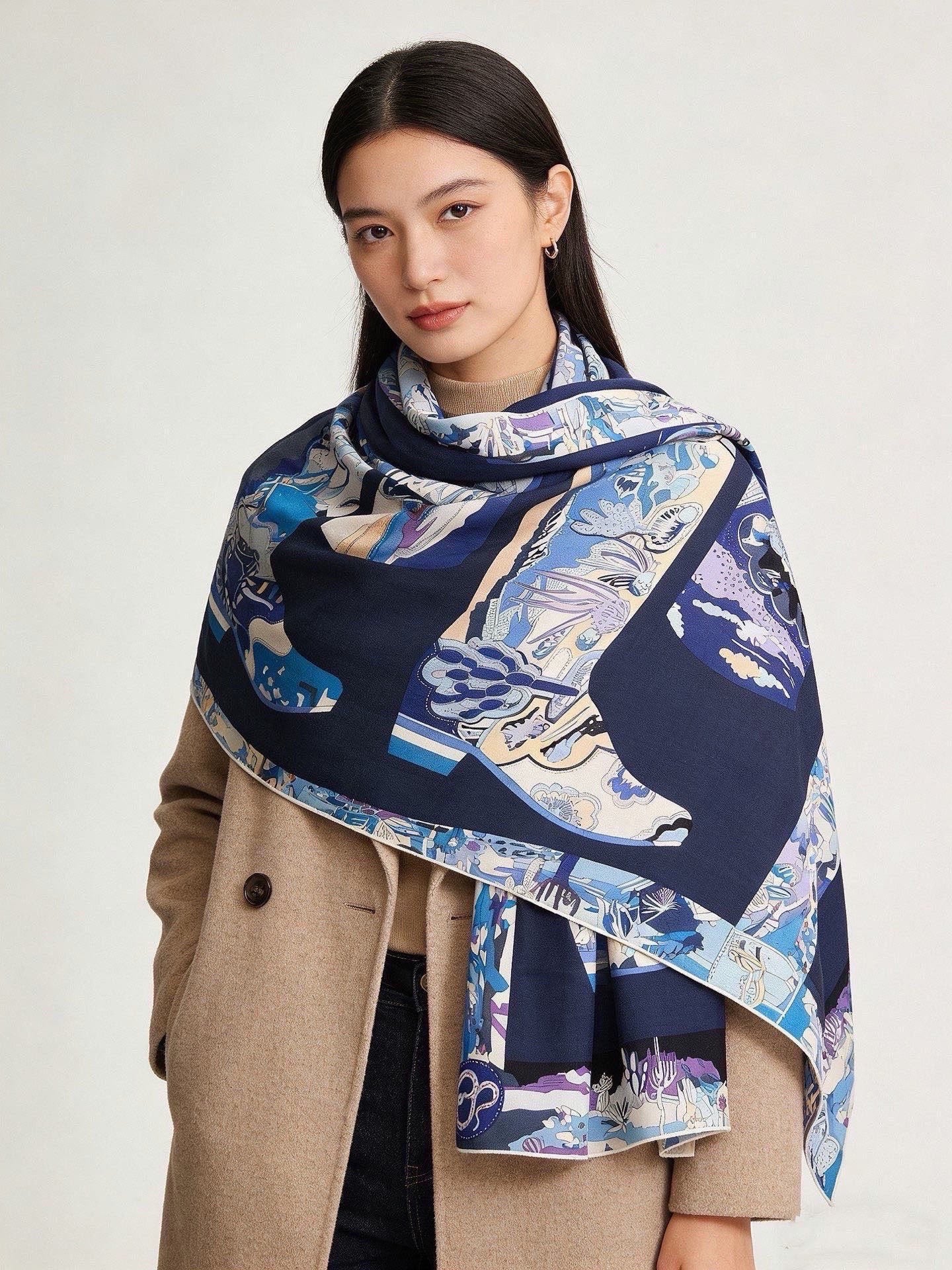 HM Bottes Story Scarf 140x140 Cashmere Silk 328853