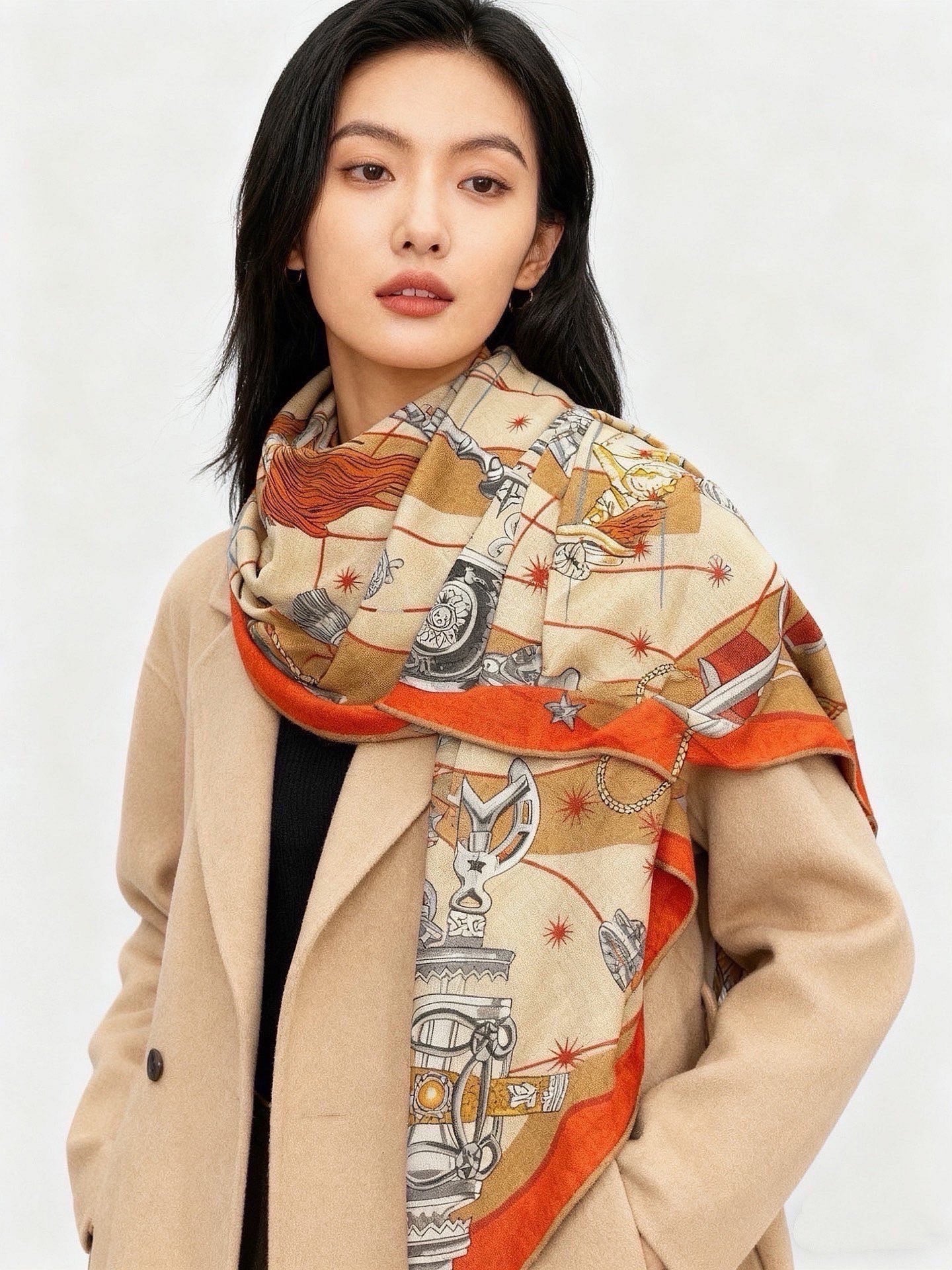 HM 26s Scarf 140 In Cashmere And Silk 216489
