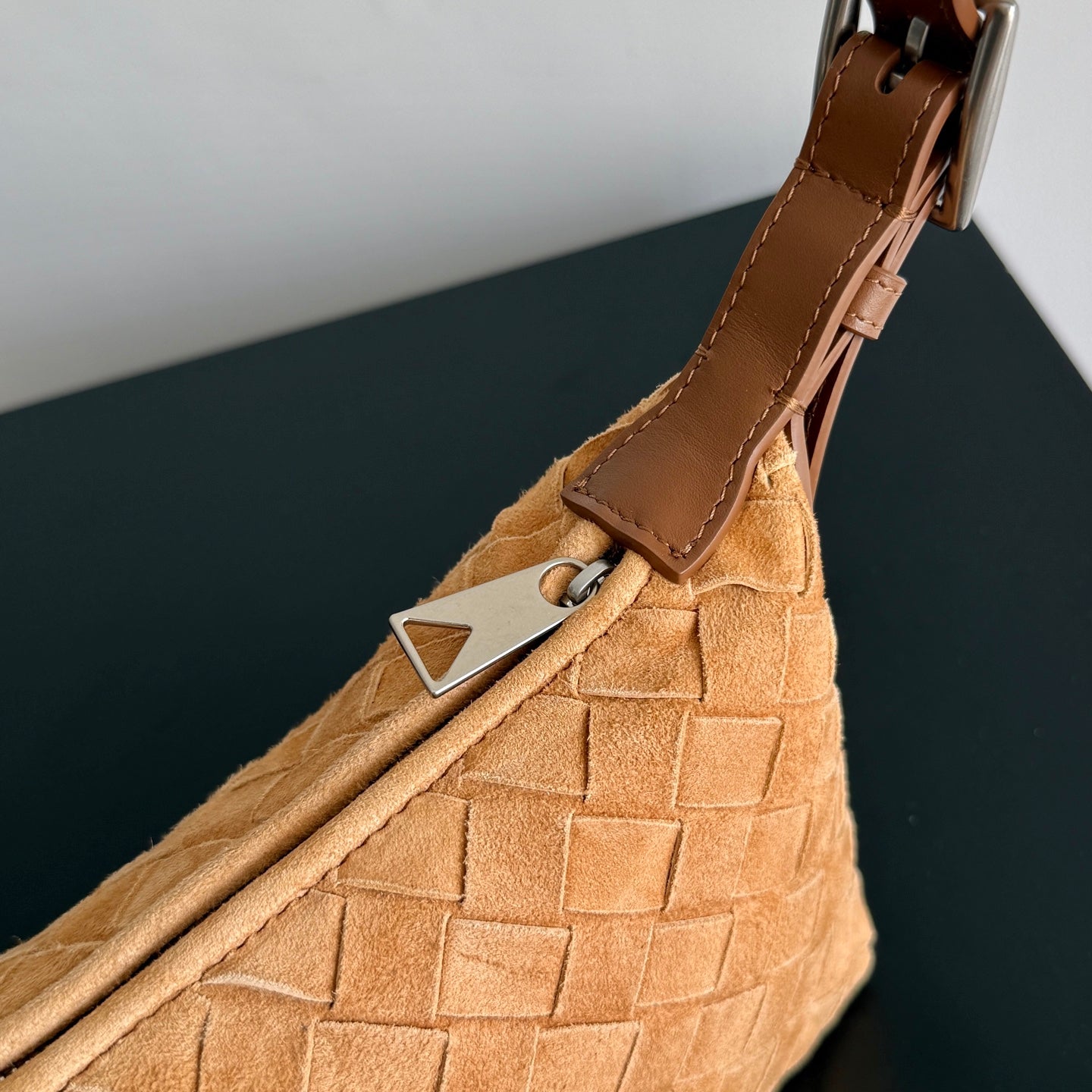 BV Traveler Phone Pouch Brown Intrecciato Suede