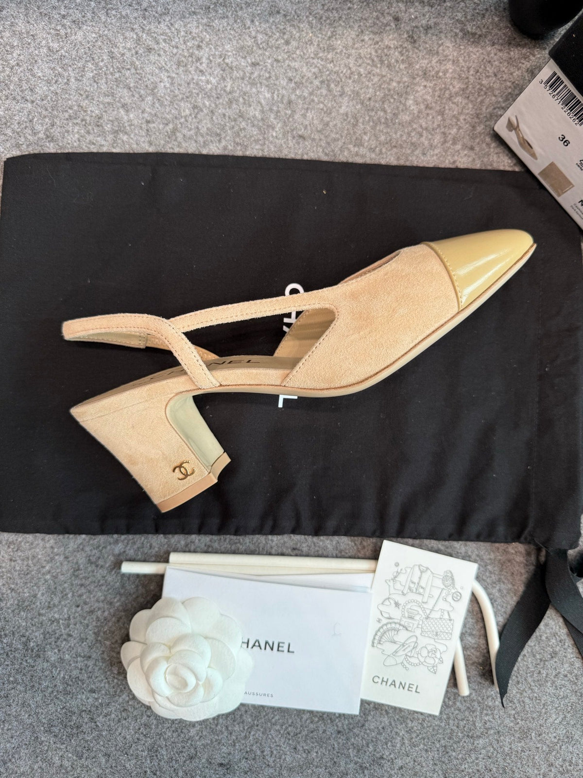 CC 26S Slingback Pumps 6.5cm Beige Suede Patent 118950