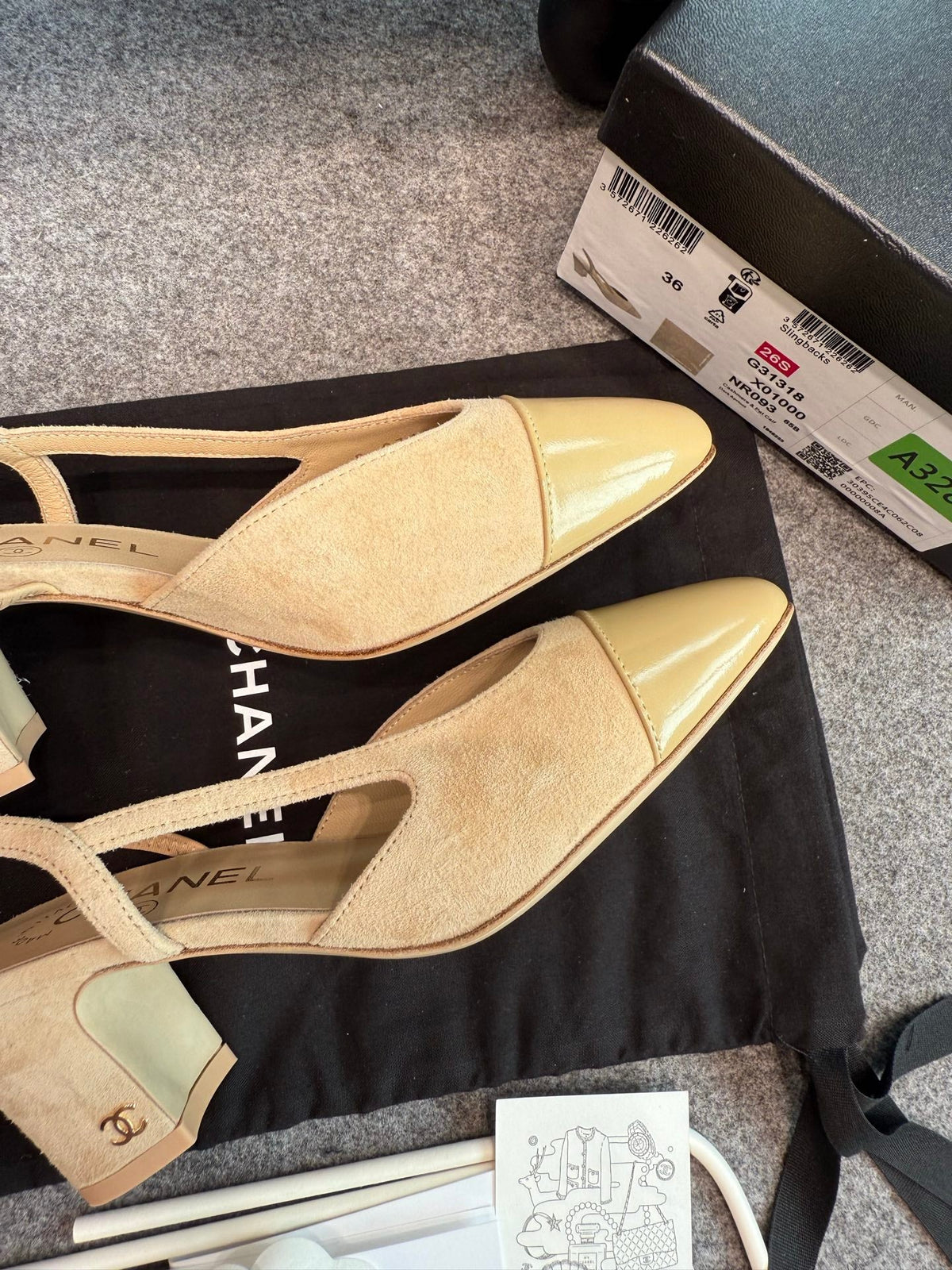 CC 26S Slingback Pumps 6.5cm Beige Suede Patent 118950