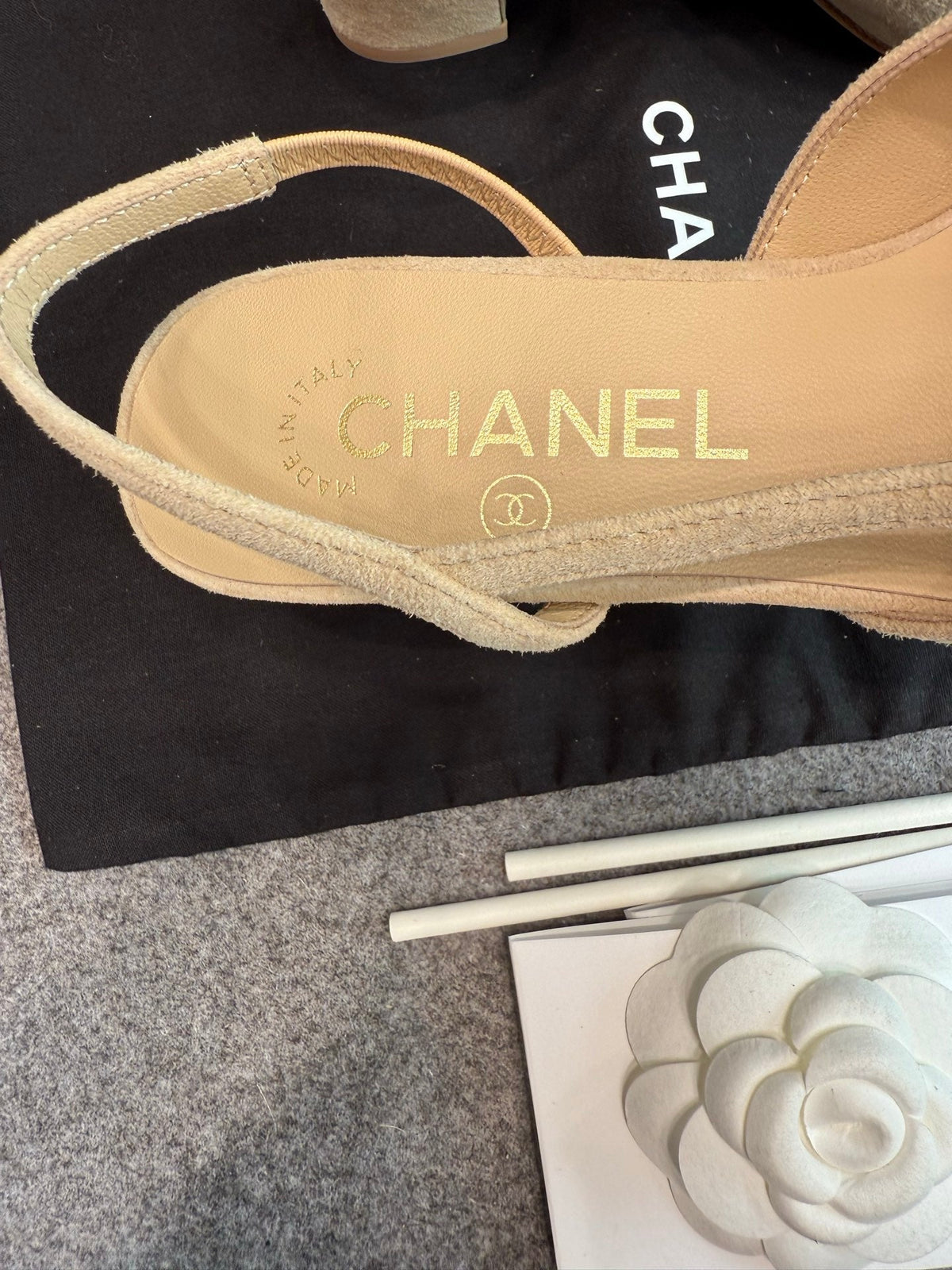CC 26S Slingback Pumps 6.5cm Beige Suede Patent 118950