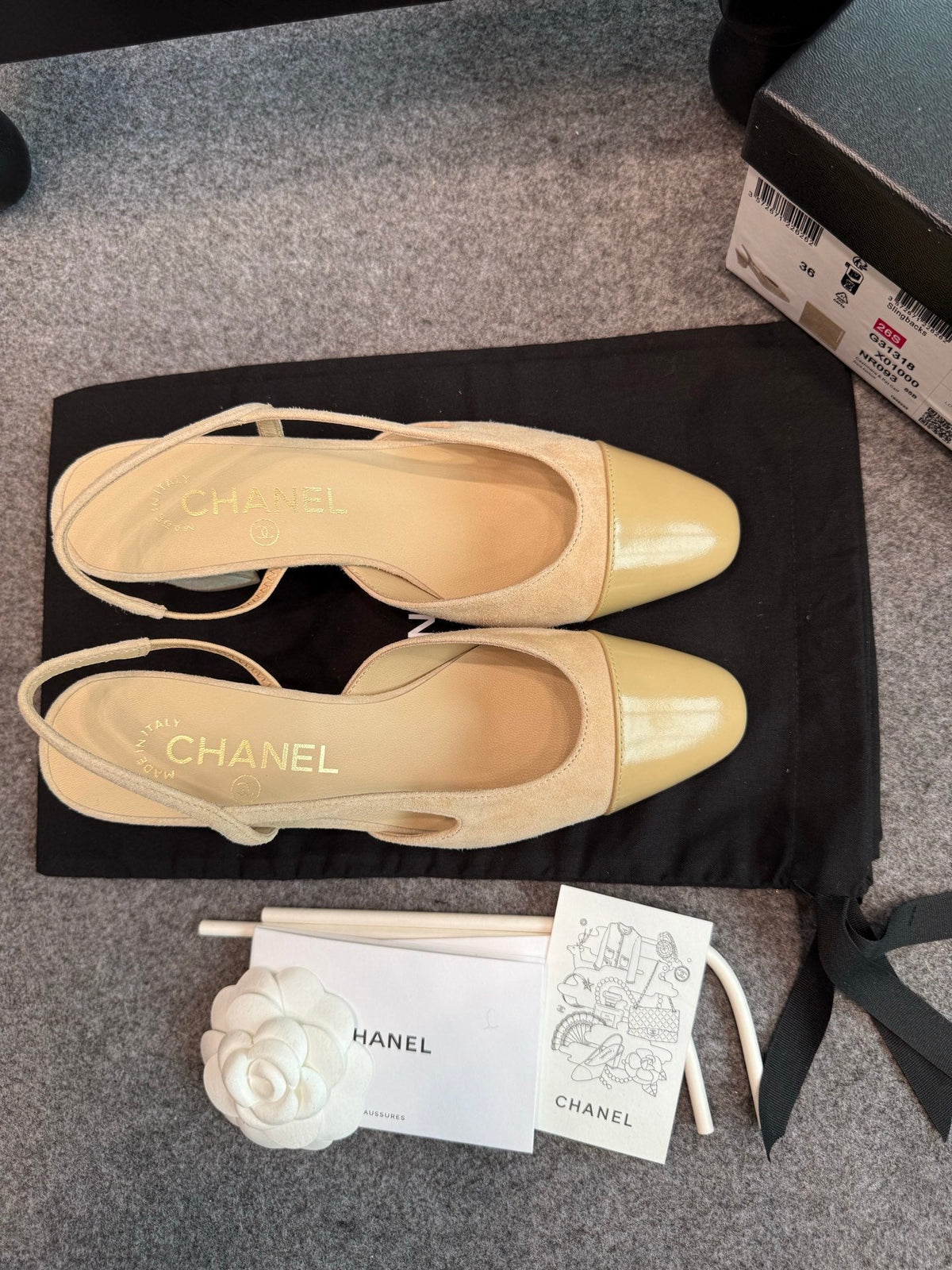 CC 26S Slingback Pumps 6.5cm Beige Suede Patent 118950