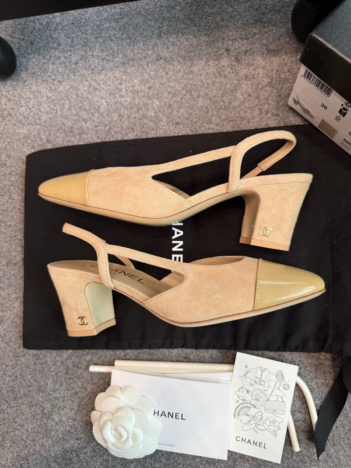 CC 26S Slingback Pumps 6.5cm Beige Suede Patent 118950