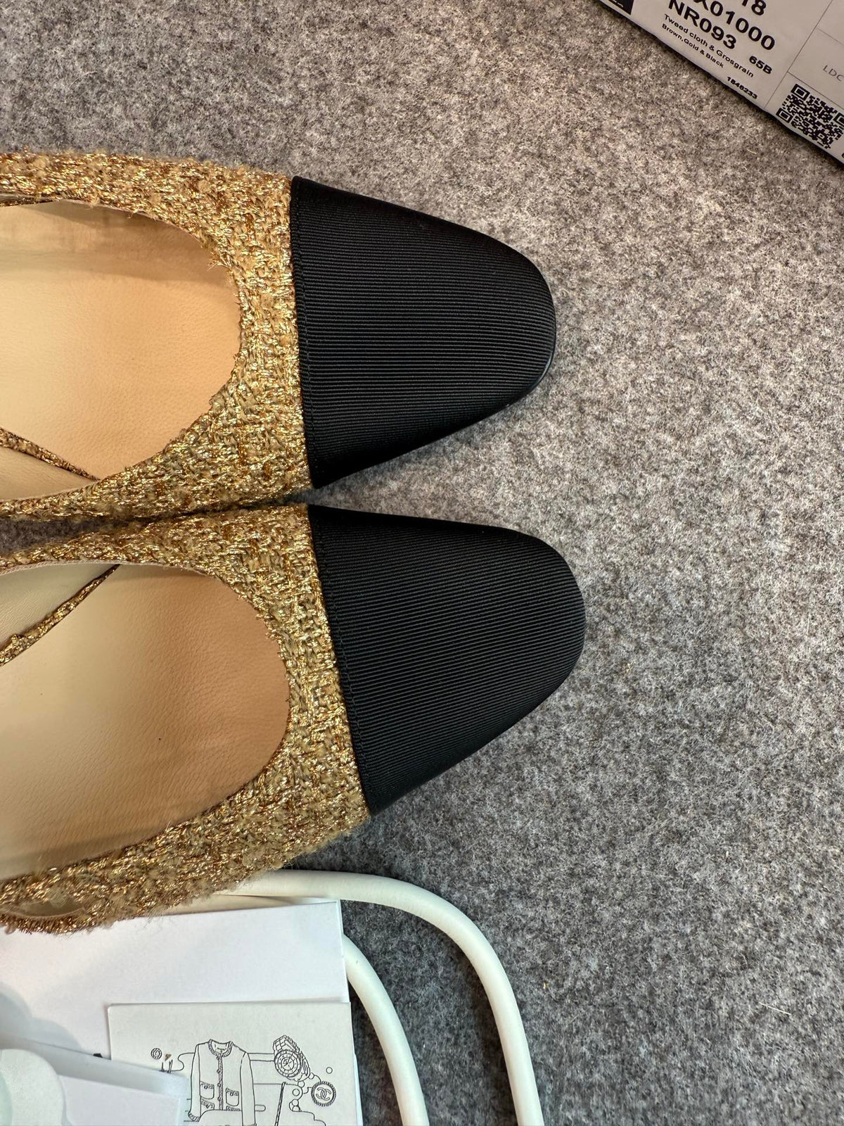 CC 26S Slingback Pumps 6.5cm Gold Black Tweed 118952