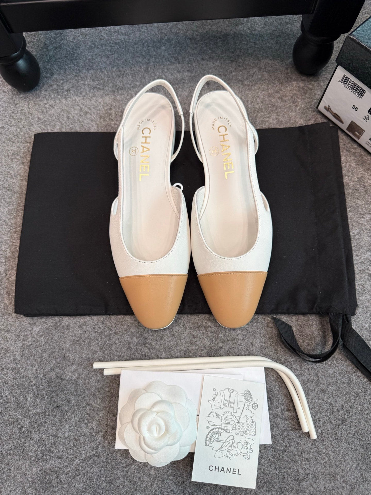 CC 26S Slingback Flats 2cm White Beige Leather 118953