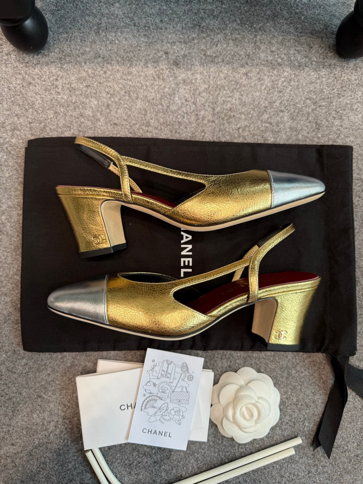 CC 26s Slingback Pumps 6.5cm Gold Silver Metallic Leather 118963