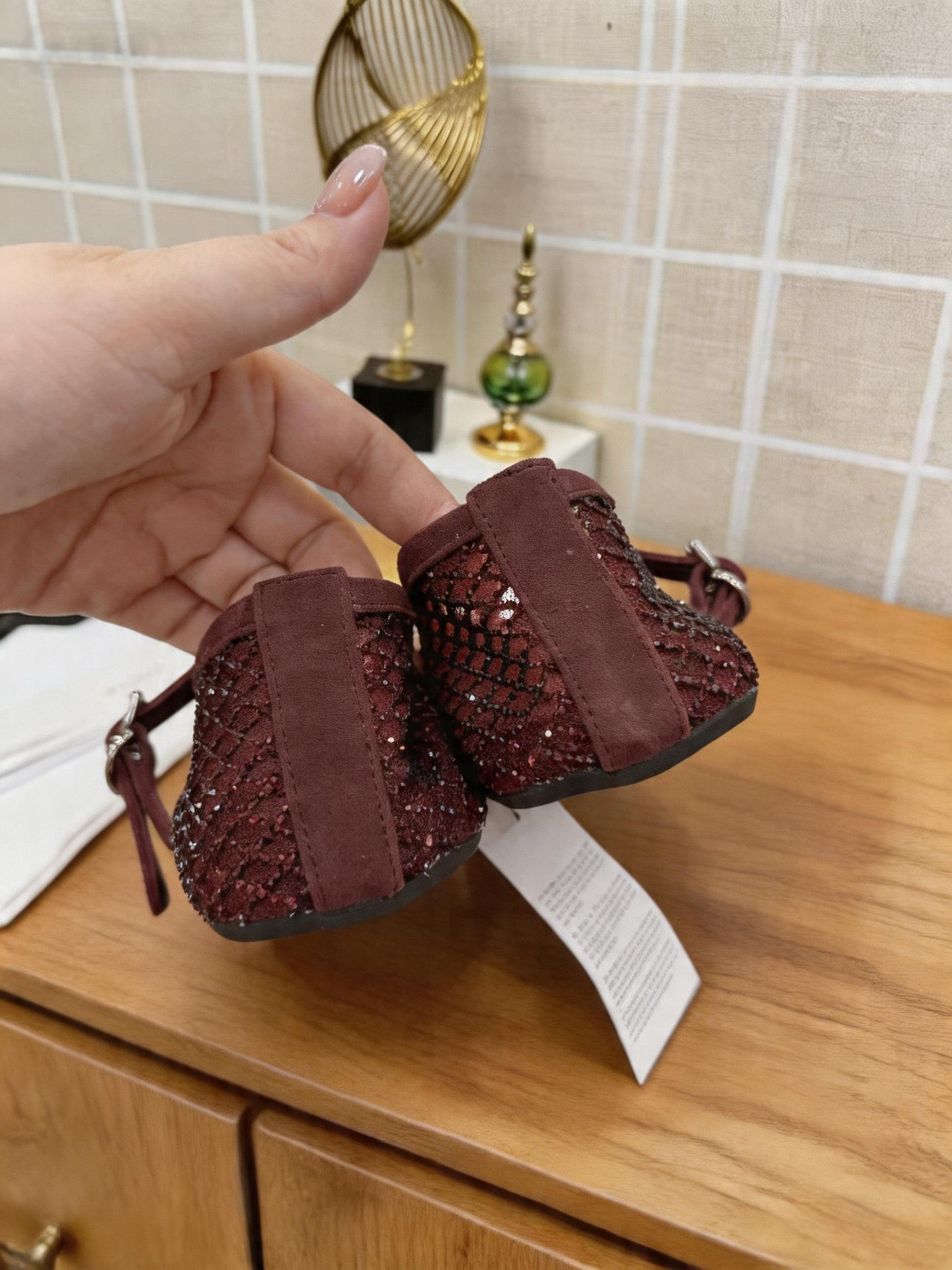 Alaia 26s Fishnet Ballet Flat Burgundy Mesh 935645