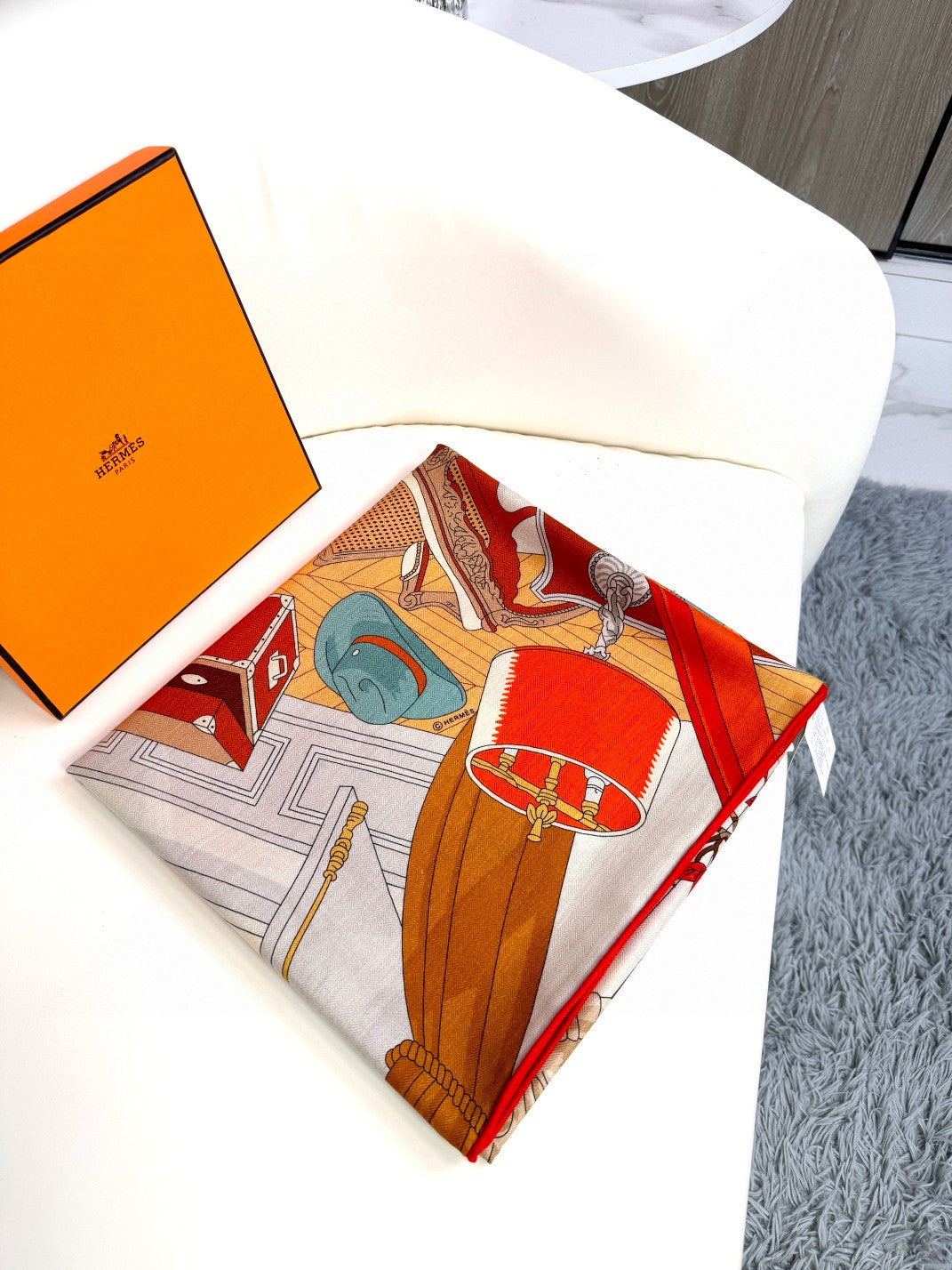 Square scarf 135 CM Yellow Orange Colorful Cashmere And Silk