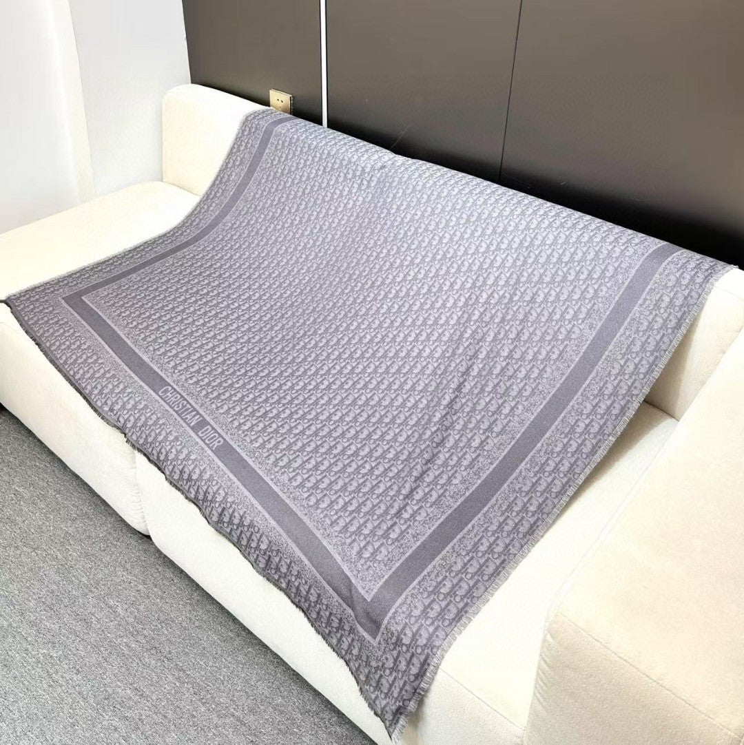 CD Monogram Scarf 140CM Dark Grey Cashmere