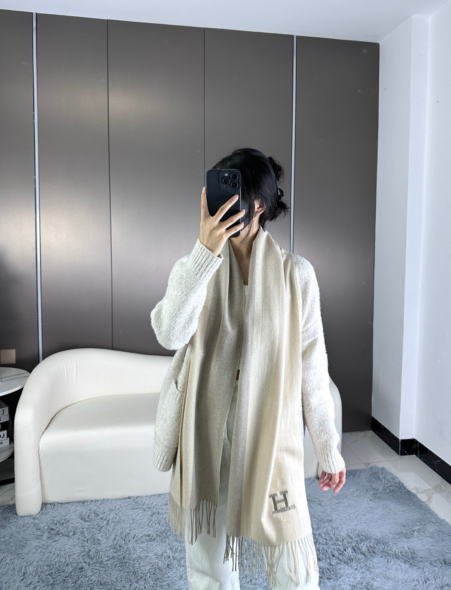 HM 26s Long Scarf 190 In Cashmere 309794