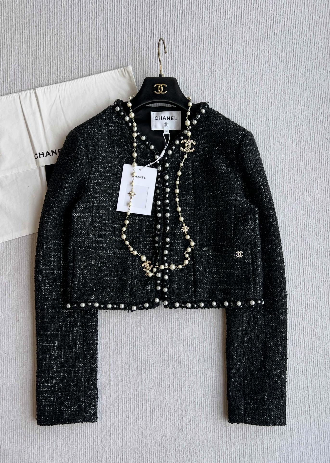 CC 25 Tweed Short Jacket Black Viscose Cotton 235912