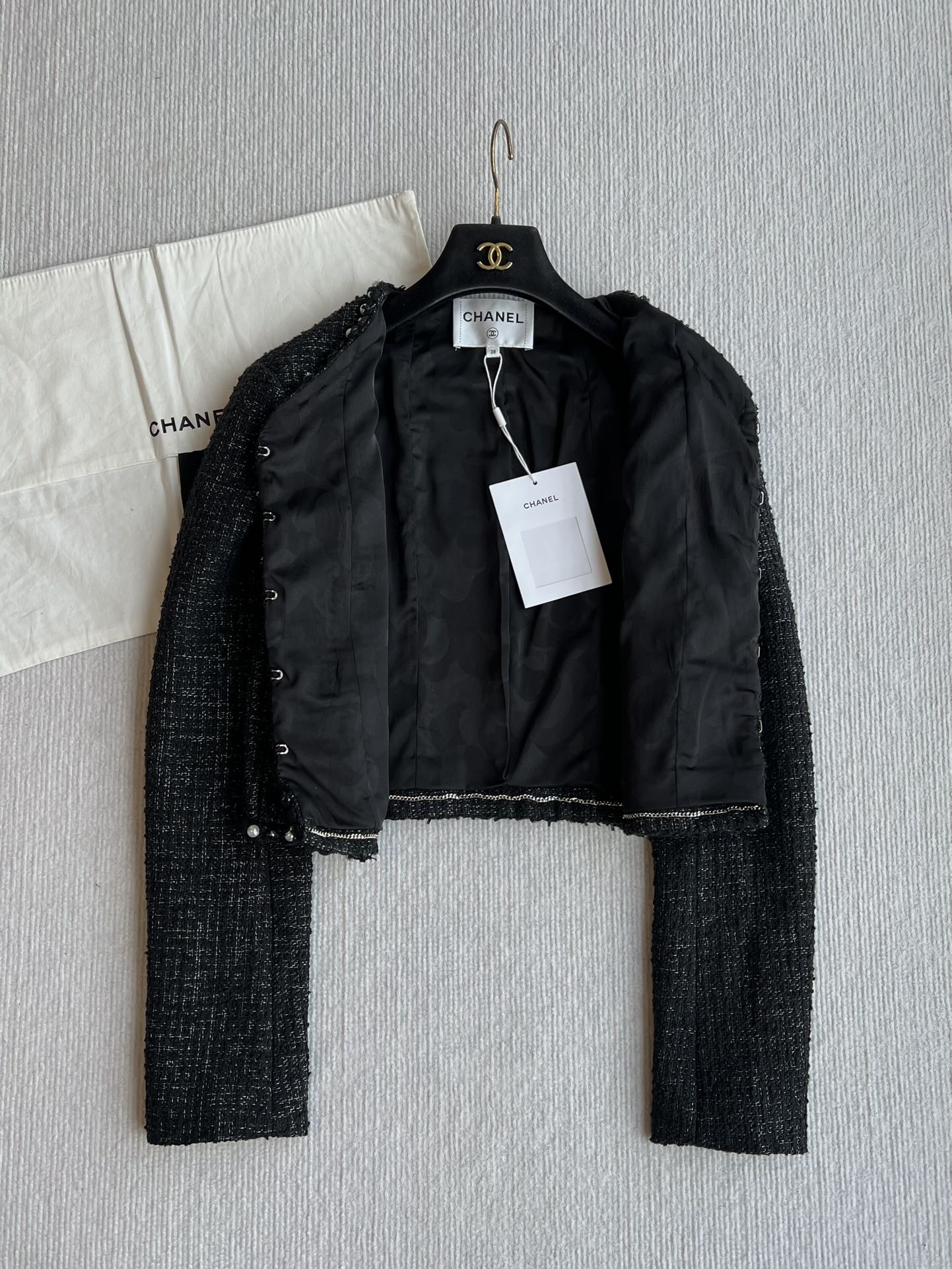 CC 25 Tweed Short Jacket Black Viscose Cotton 235912