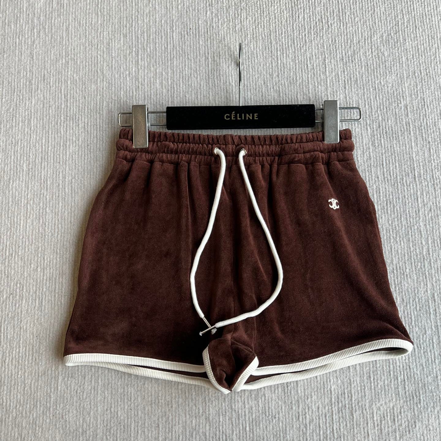 Celine 25 Short Brown White Cotton Polyester
