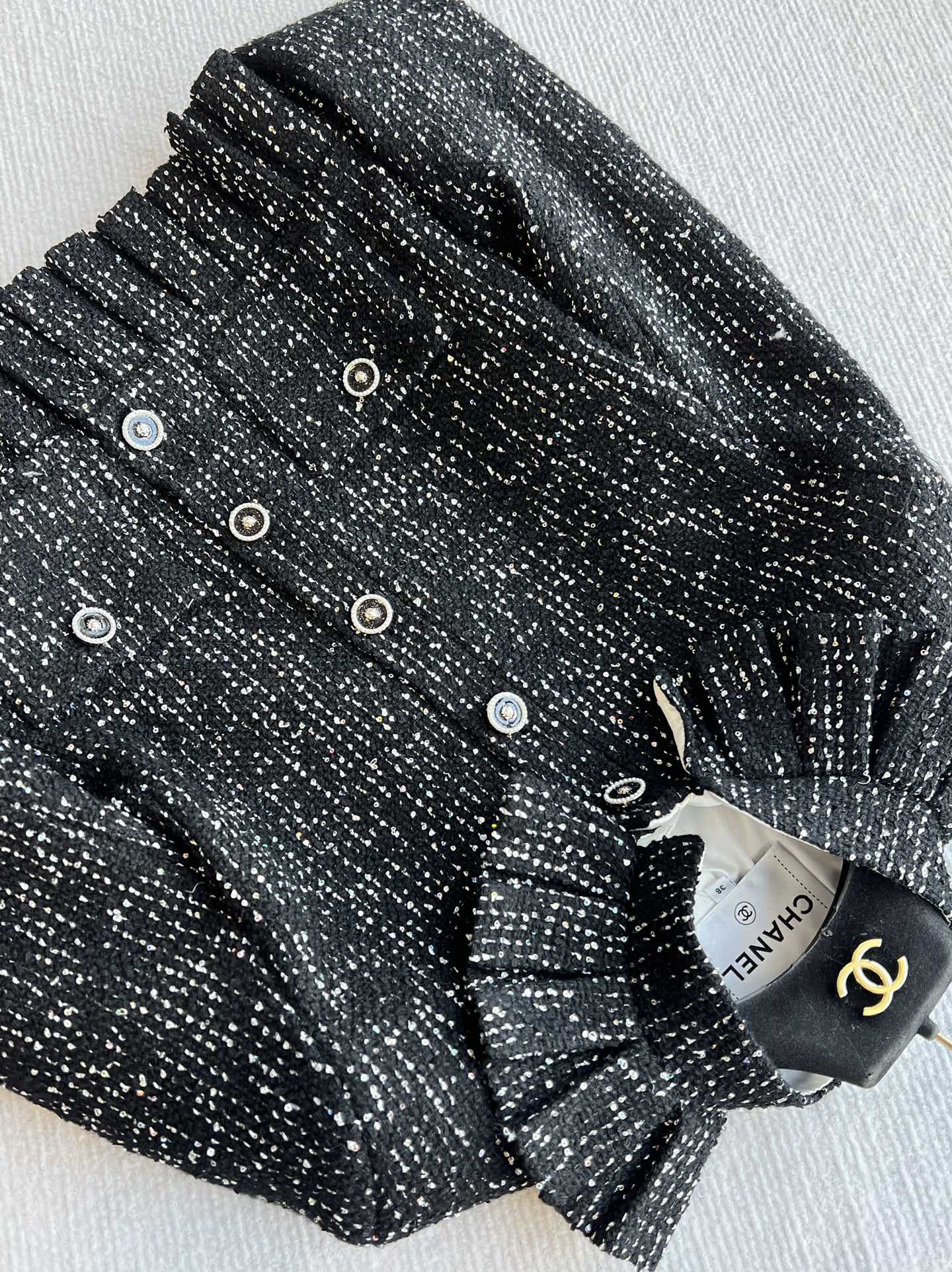 CC 25 Sequined Jacket In Black Tweed 277169