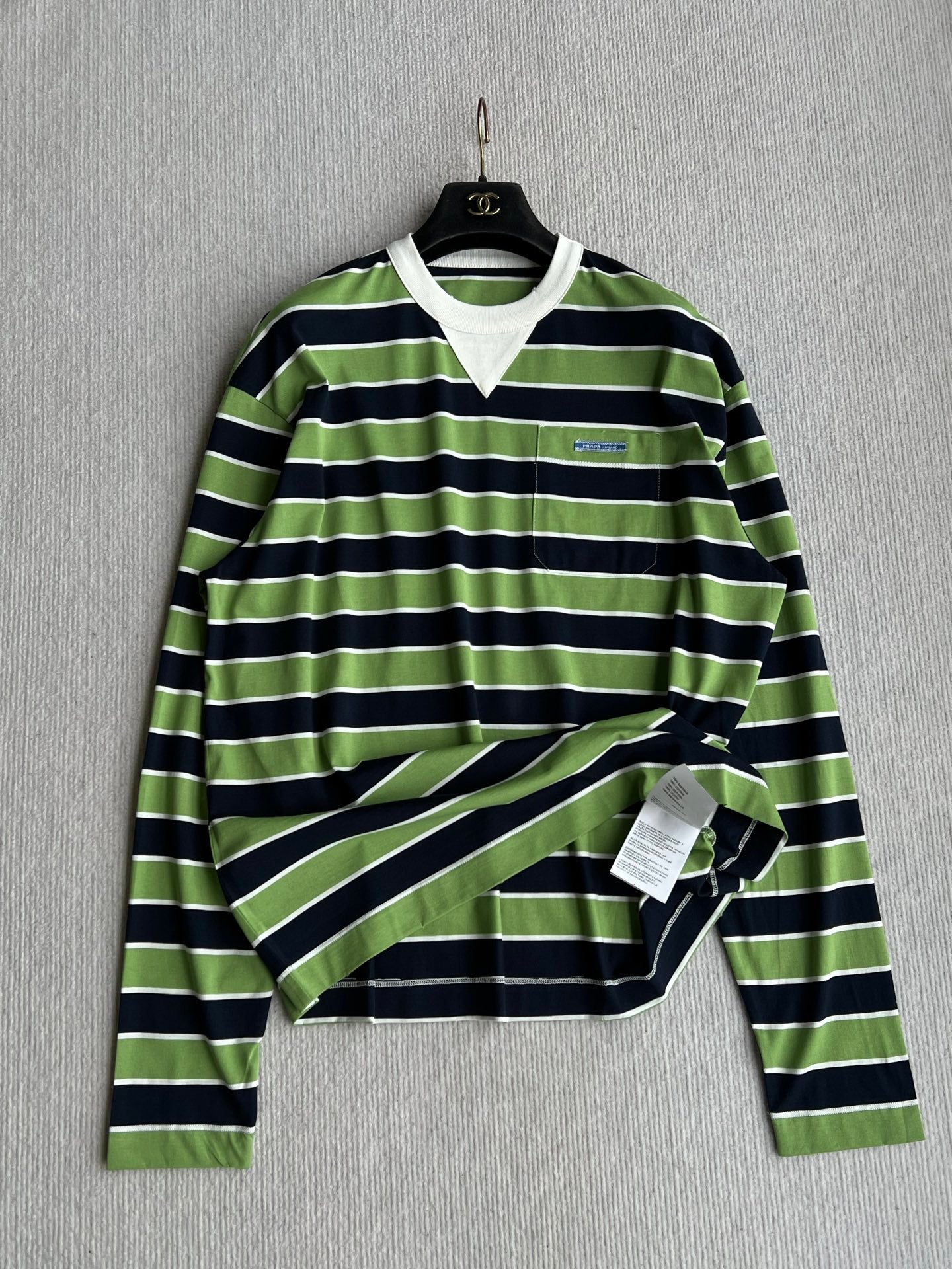 Prada Long-sleeved T-shirt Blue/Fern Green Cotton 372635