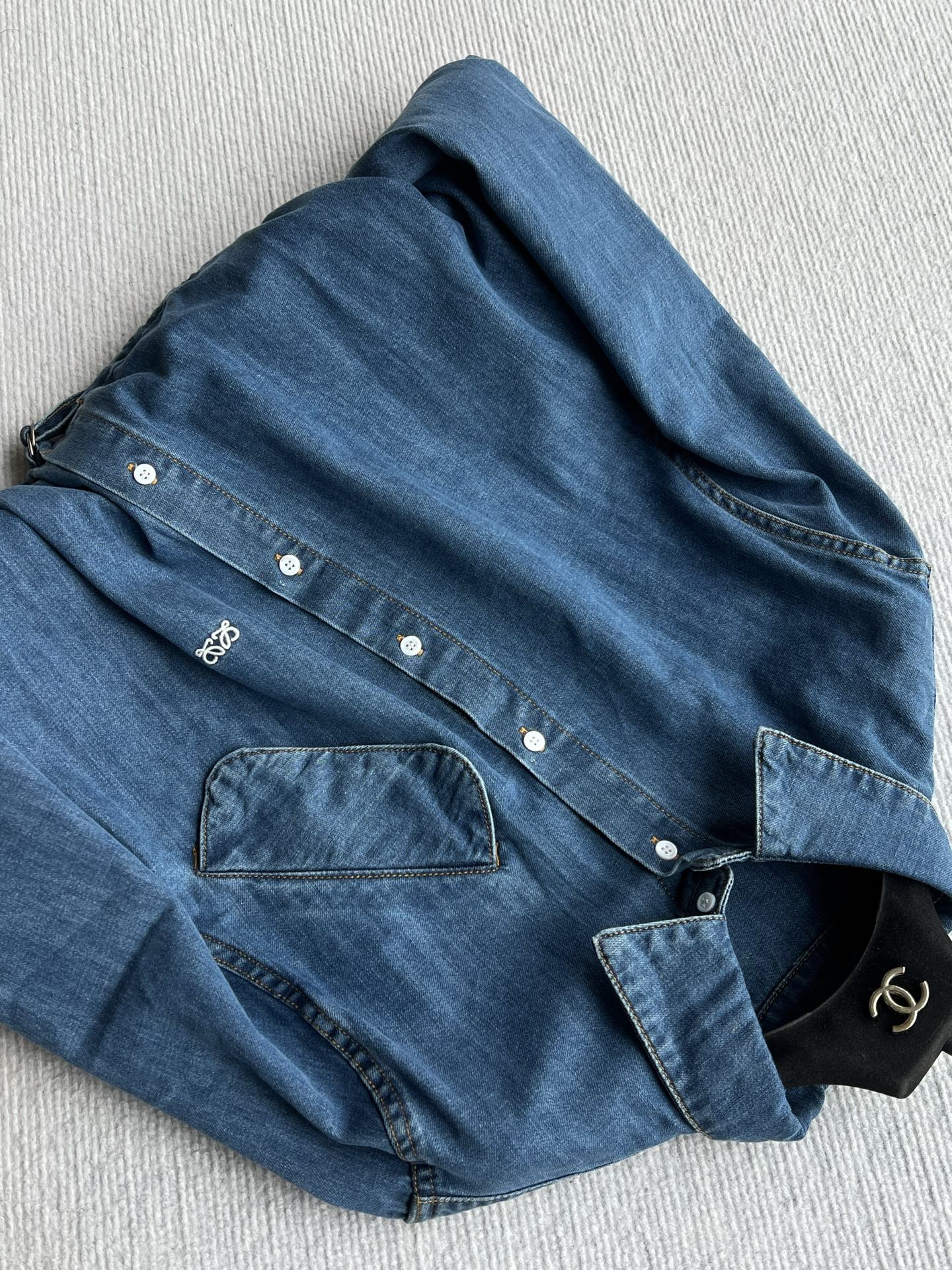 Loewe Belted Shirt Blue Denim 372592