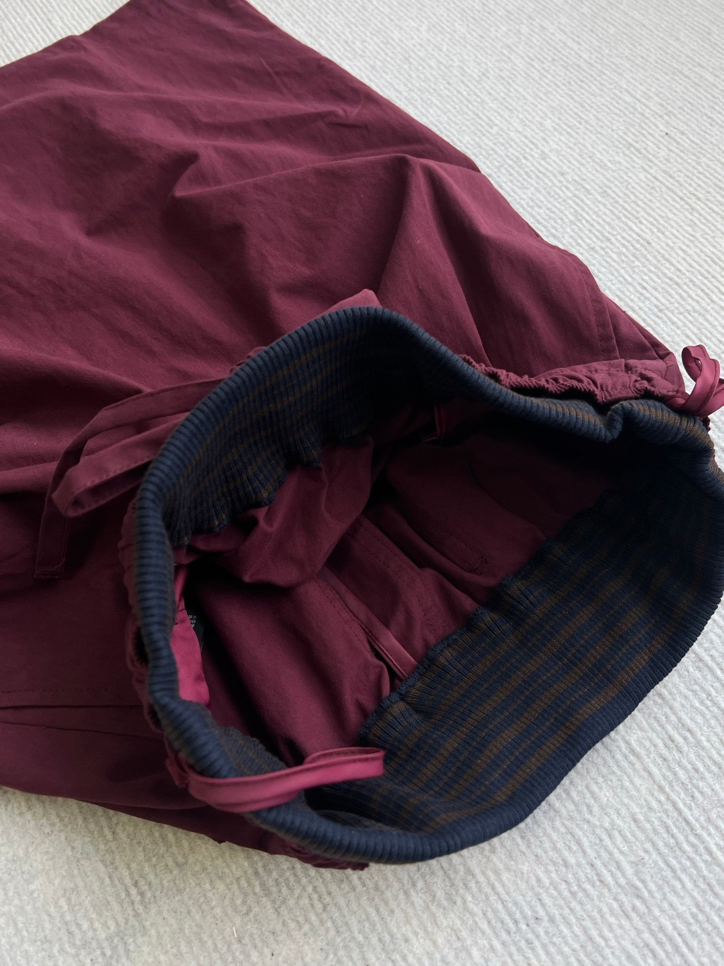 Prada Drawstring Midi Skirt Burgundy Polyester 372612