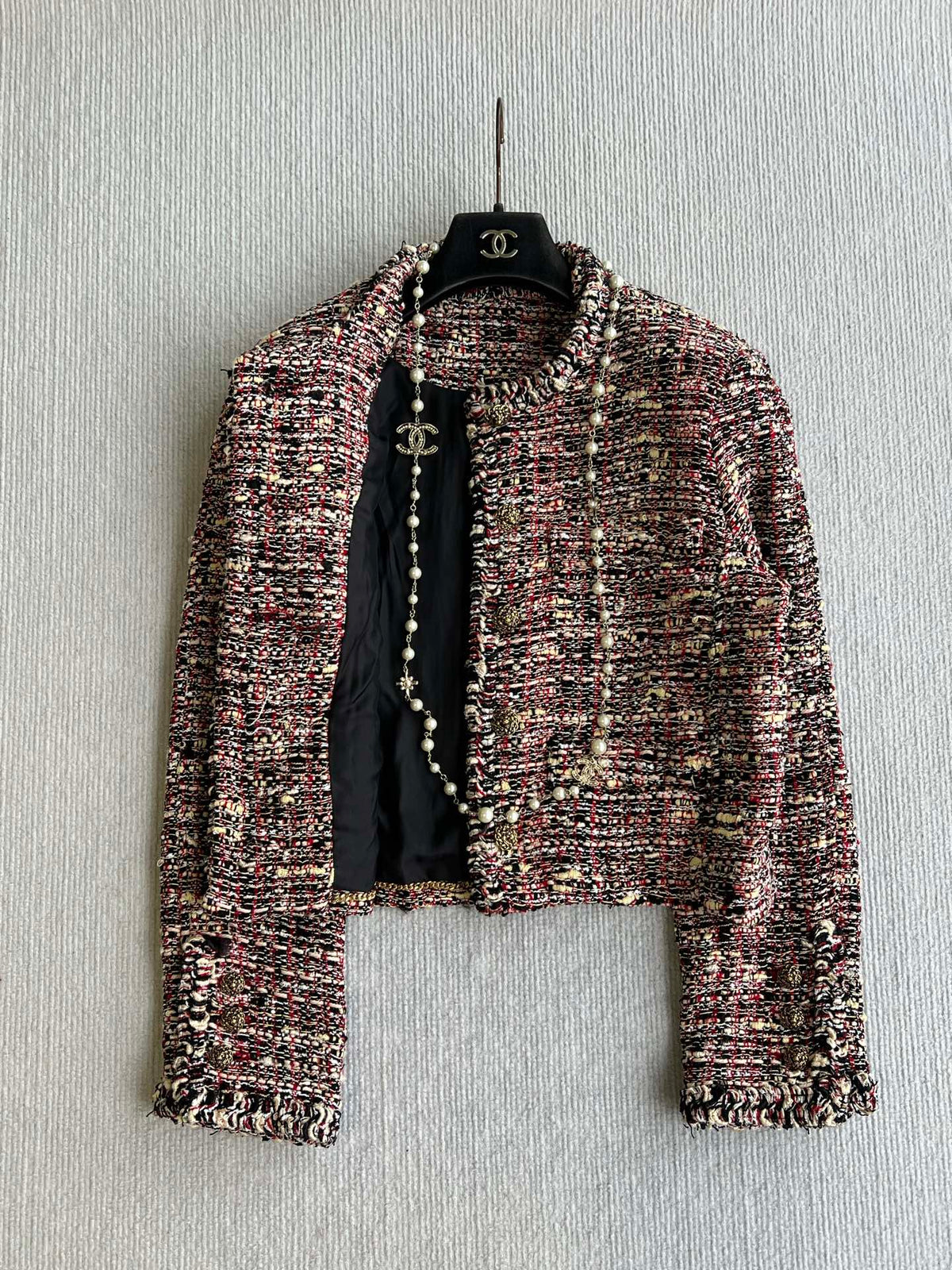 Chanel 26s Tweed Crop Jacket Multicolor Cotton Blend 434484