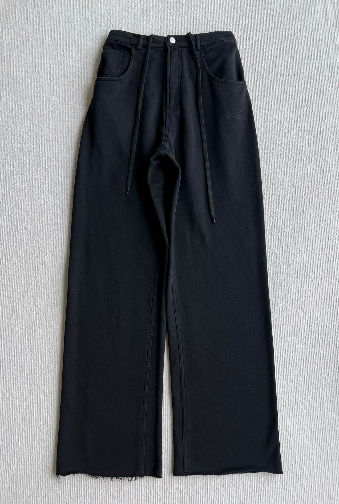 MM6 Elastic Waist Drawstring Casual Pants Black Cotton 412337