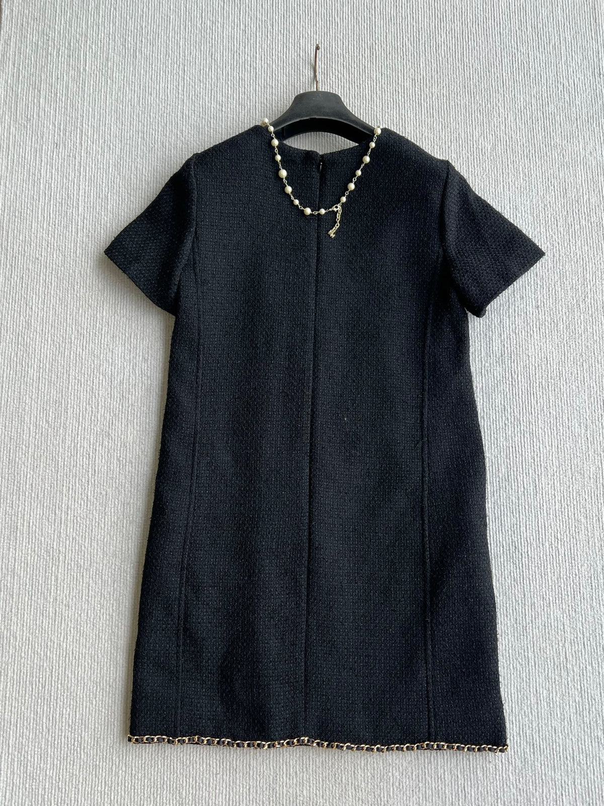 Chanel 26s Tweed Short Sleeve Dress Black Cotton Blend 434474