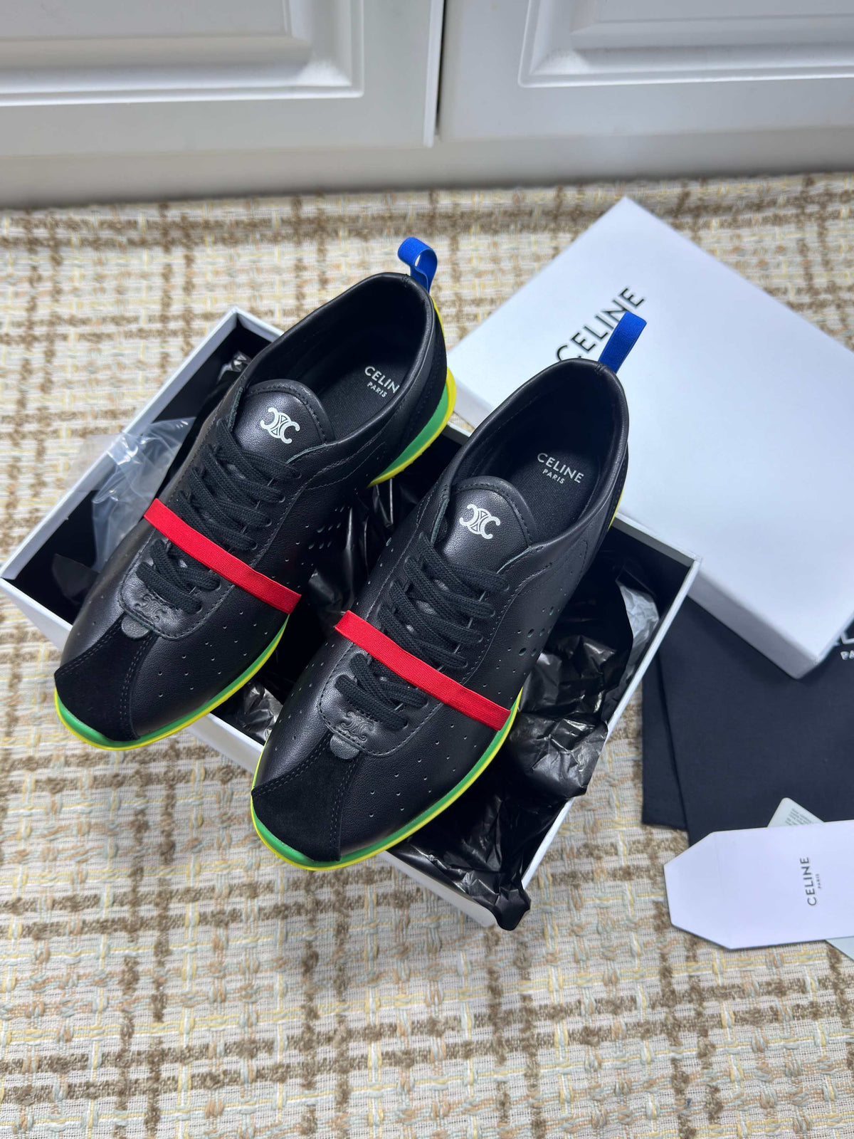 CE 26s Triomphe Low Top Sneakers Black Leather 144867