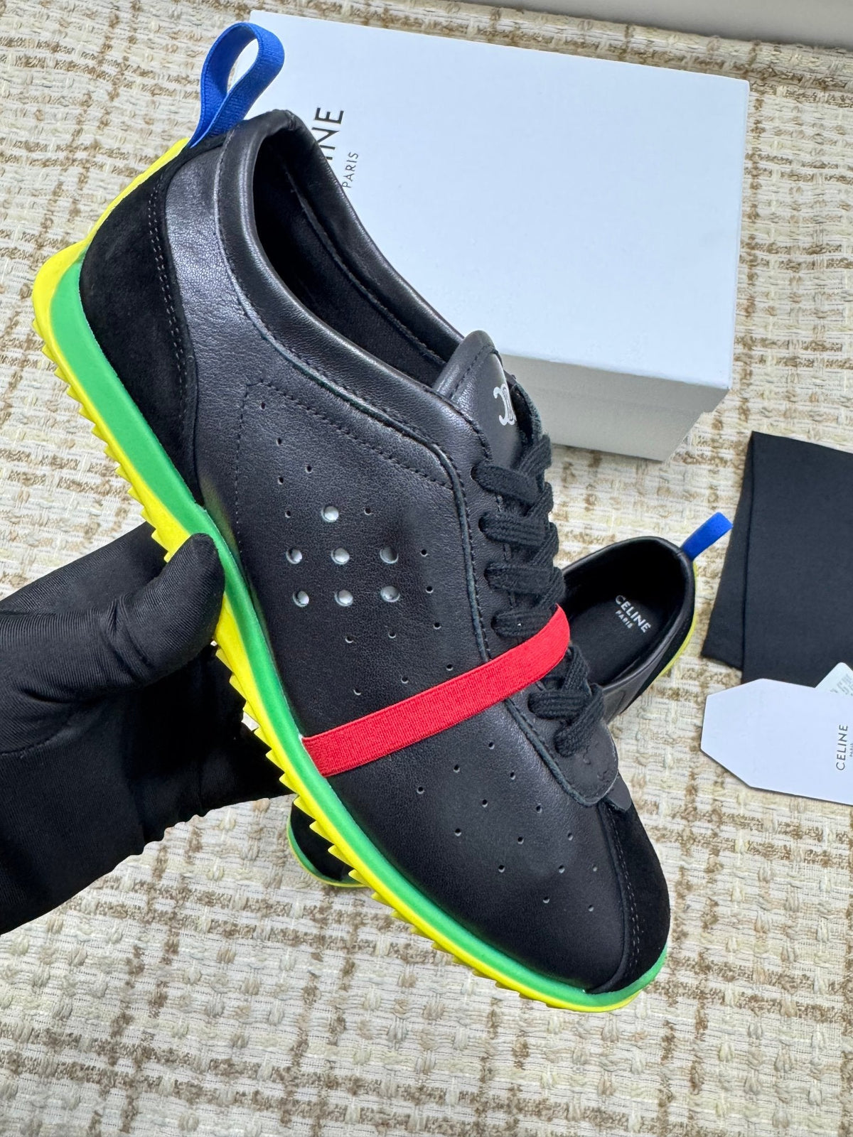 CE 26s Triomphe Low Top Sneakers Black Leather 144867