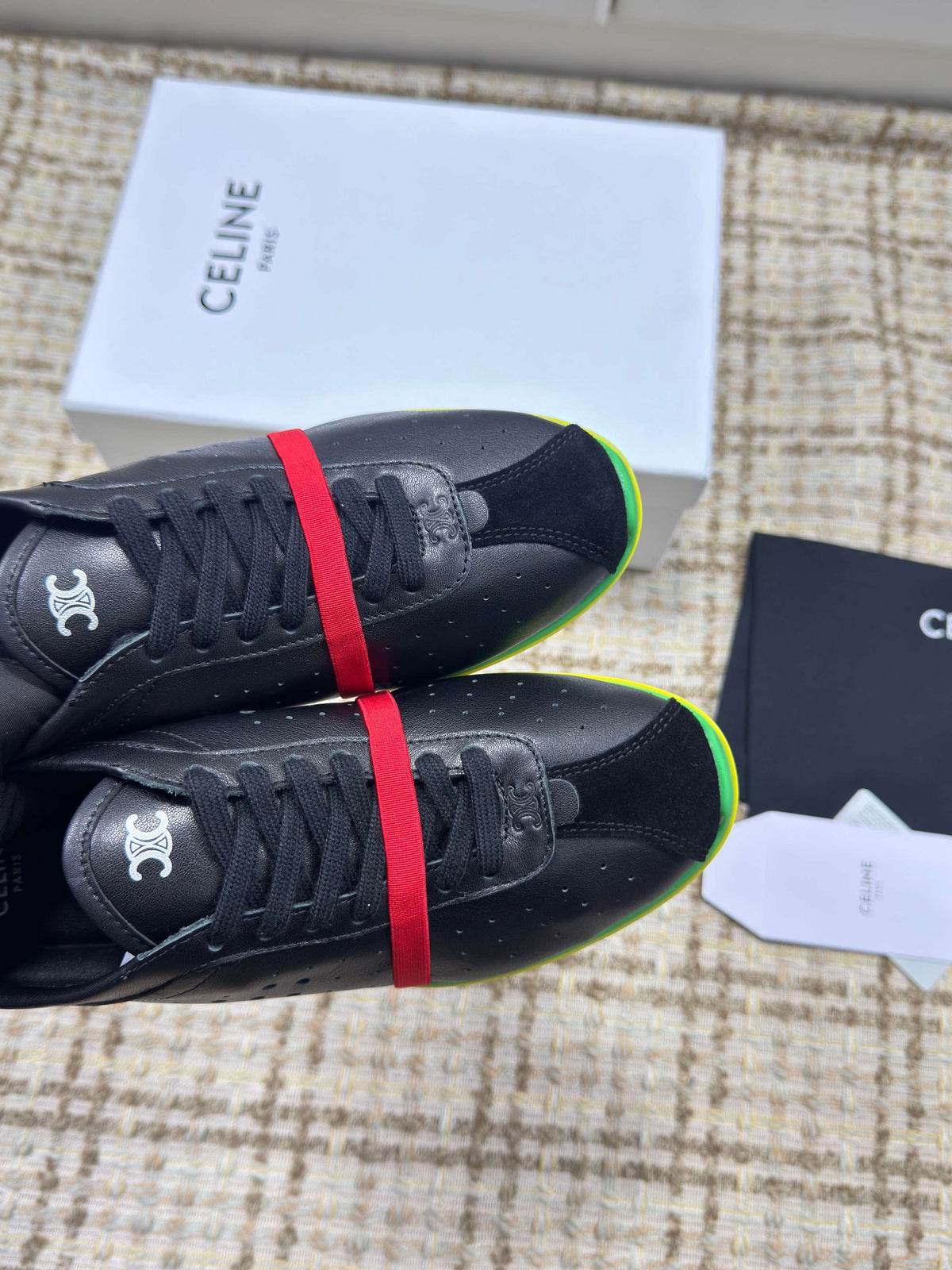 CE 26s Triomphe Low Top Sneakers Black Leather 144867