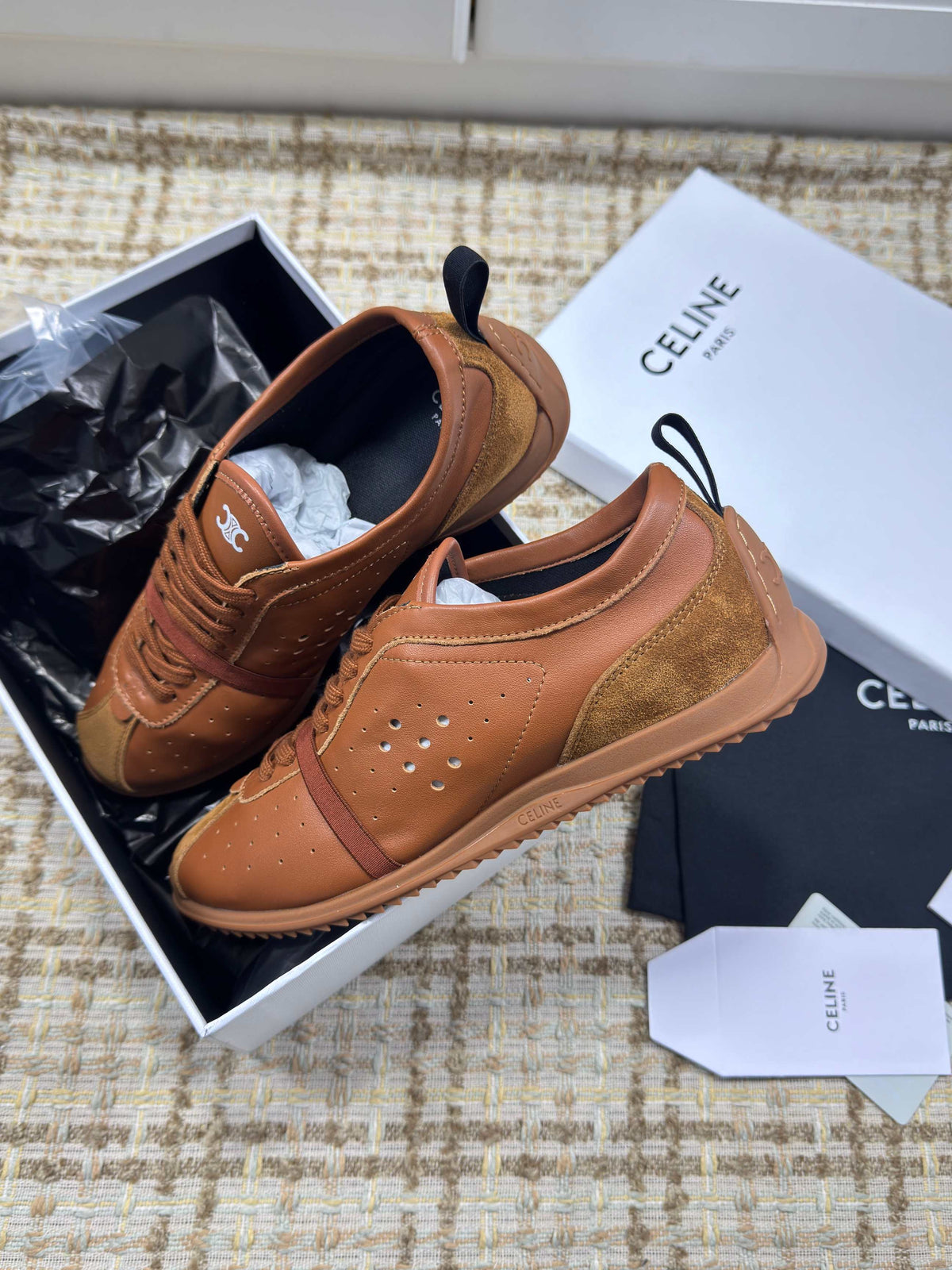 CE 26s Triomphe Low Top Sneakers Brown Leather 144869