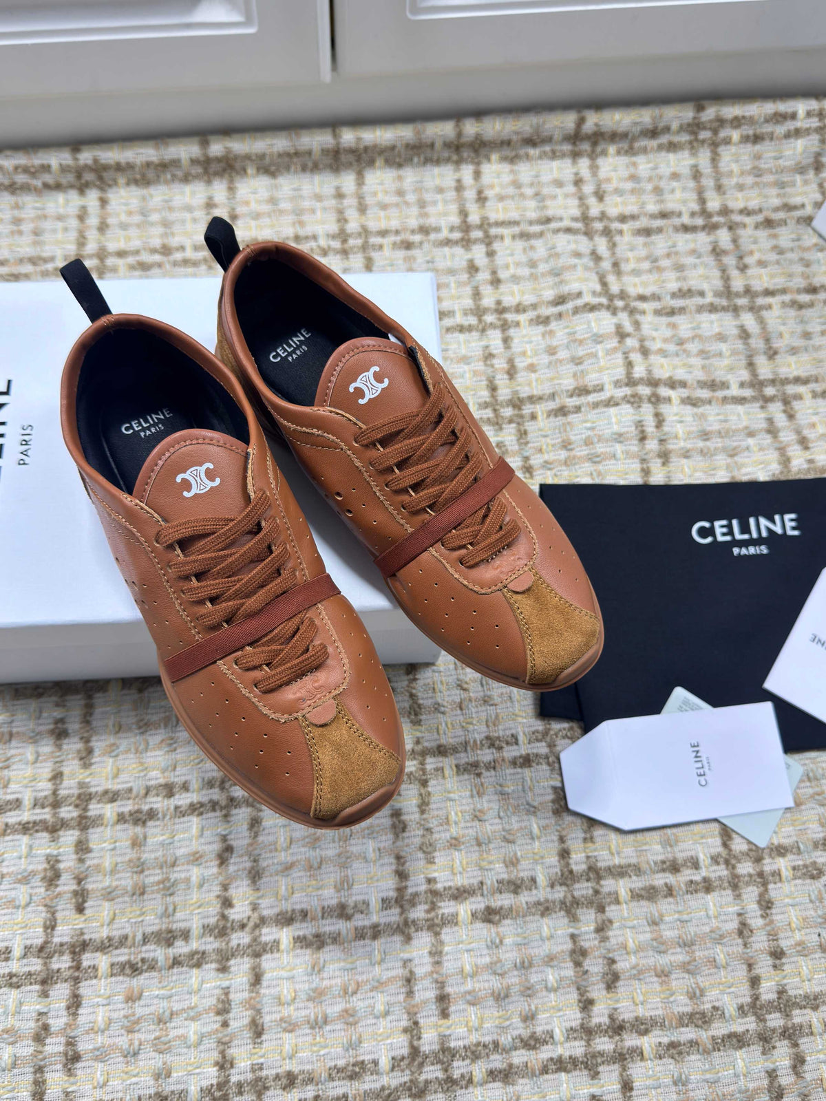 CE 26s Triomphe Low Top Sneakers Brown Leather 144869