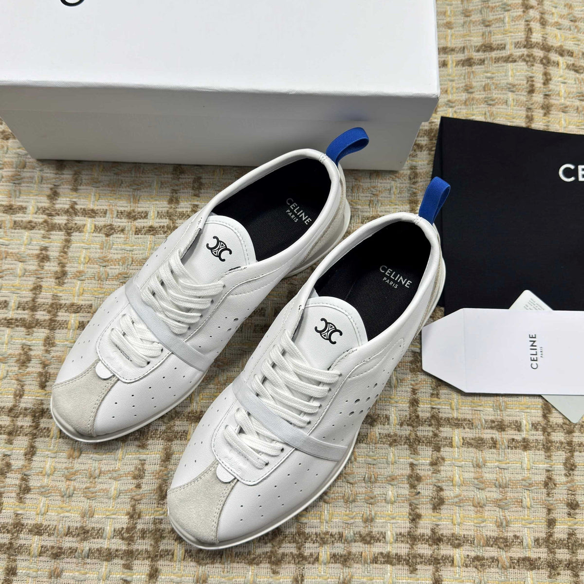CE 26s Triomphe Low Top Sneakers White Leather 144870