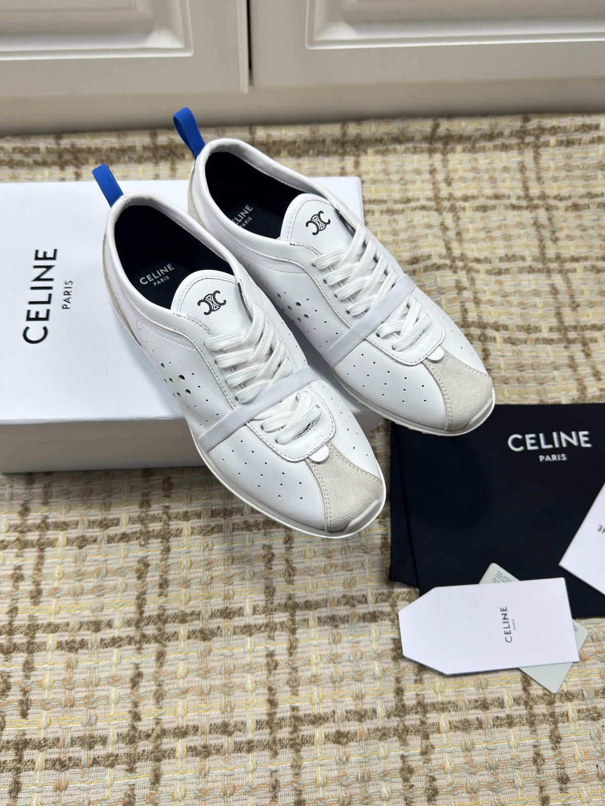 CE 26s Triomphe Low Top Sneakers White Leather 144870