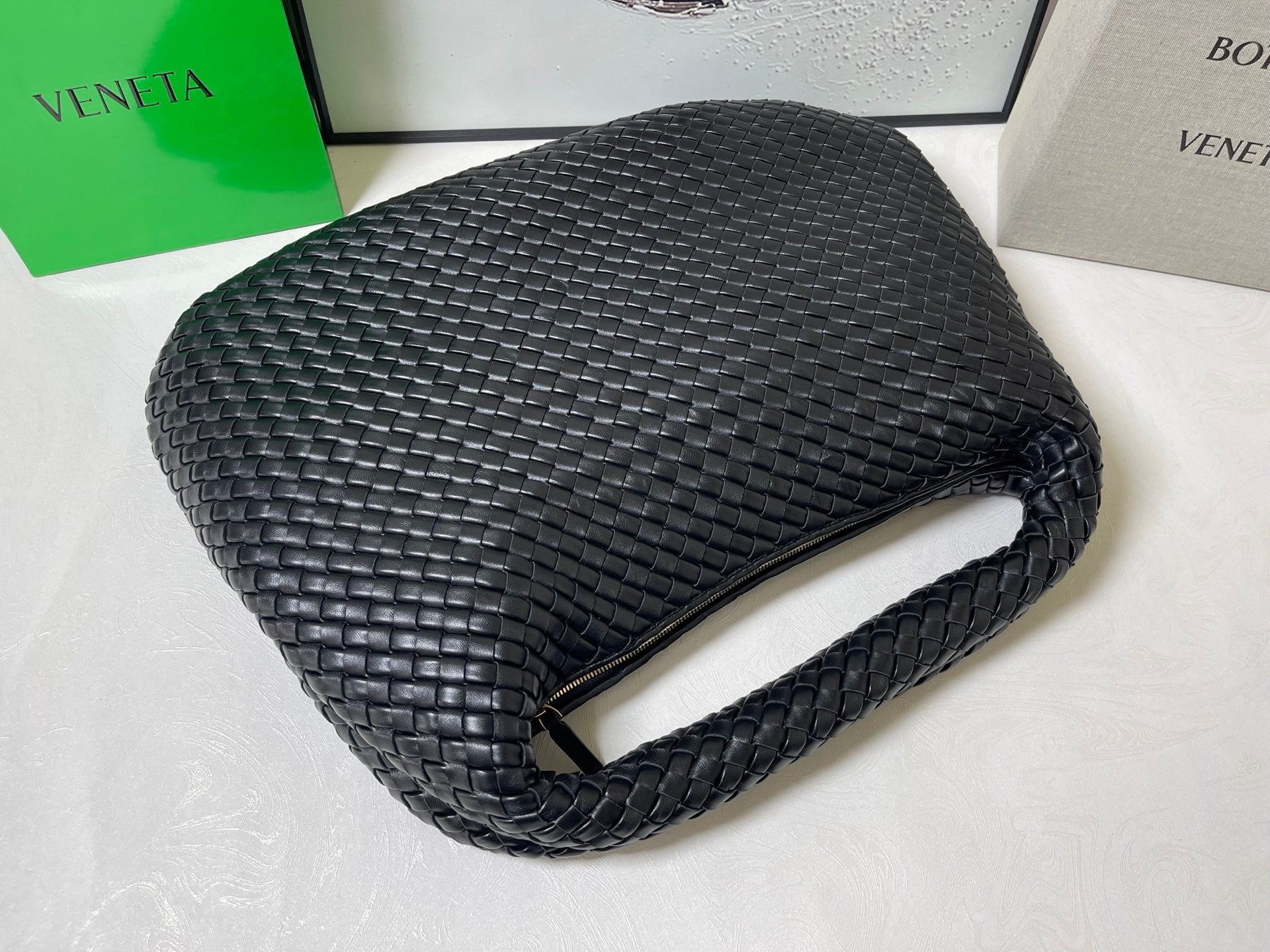 Bottega Veneta Maxi Veneta Bag 59cm Black Intrecciato Leather