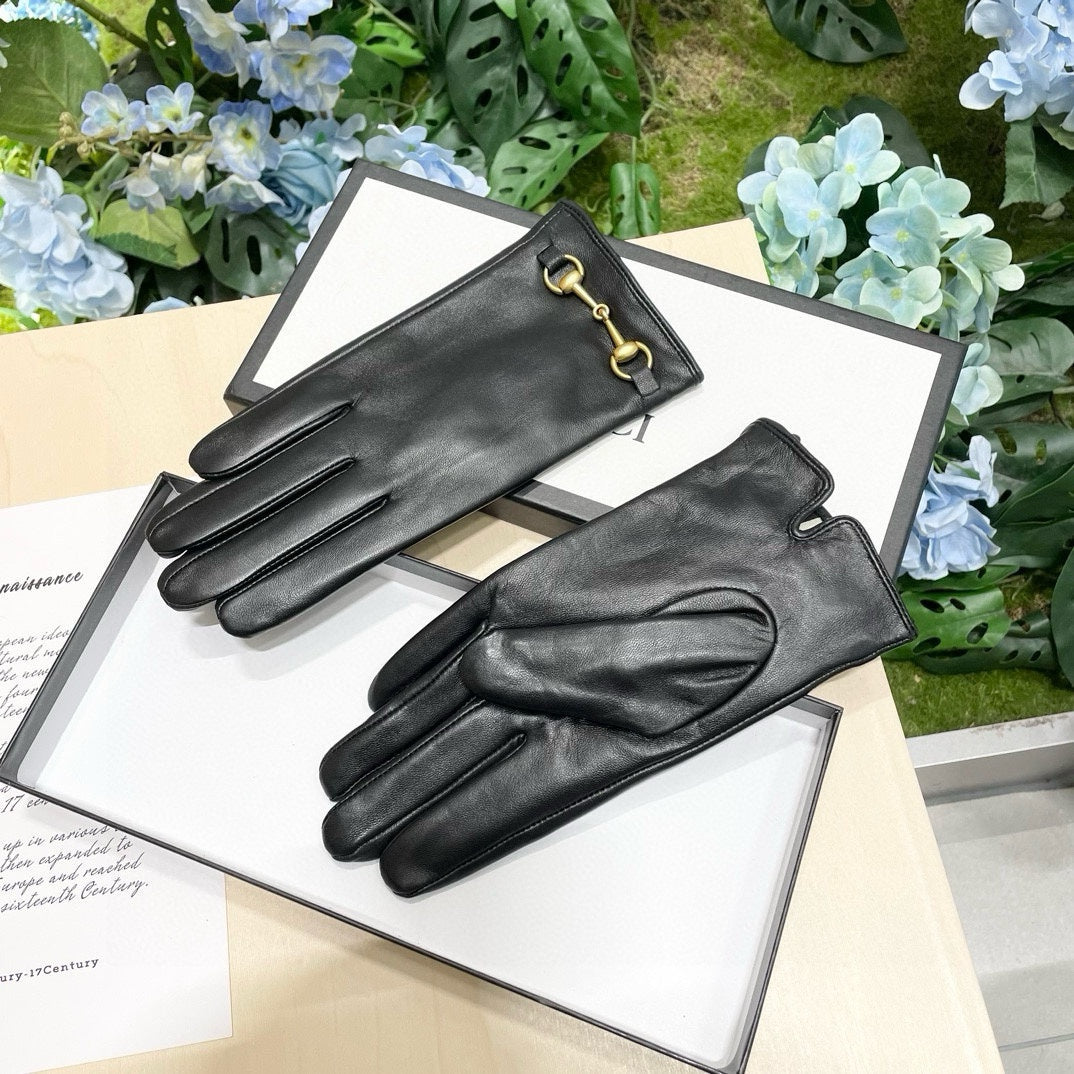 HORSEBIT GLOVES IN BLACK SHEEPSKIN AND CASHMERE LINING 465774