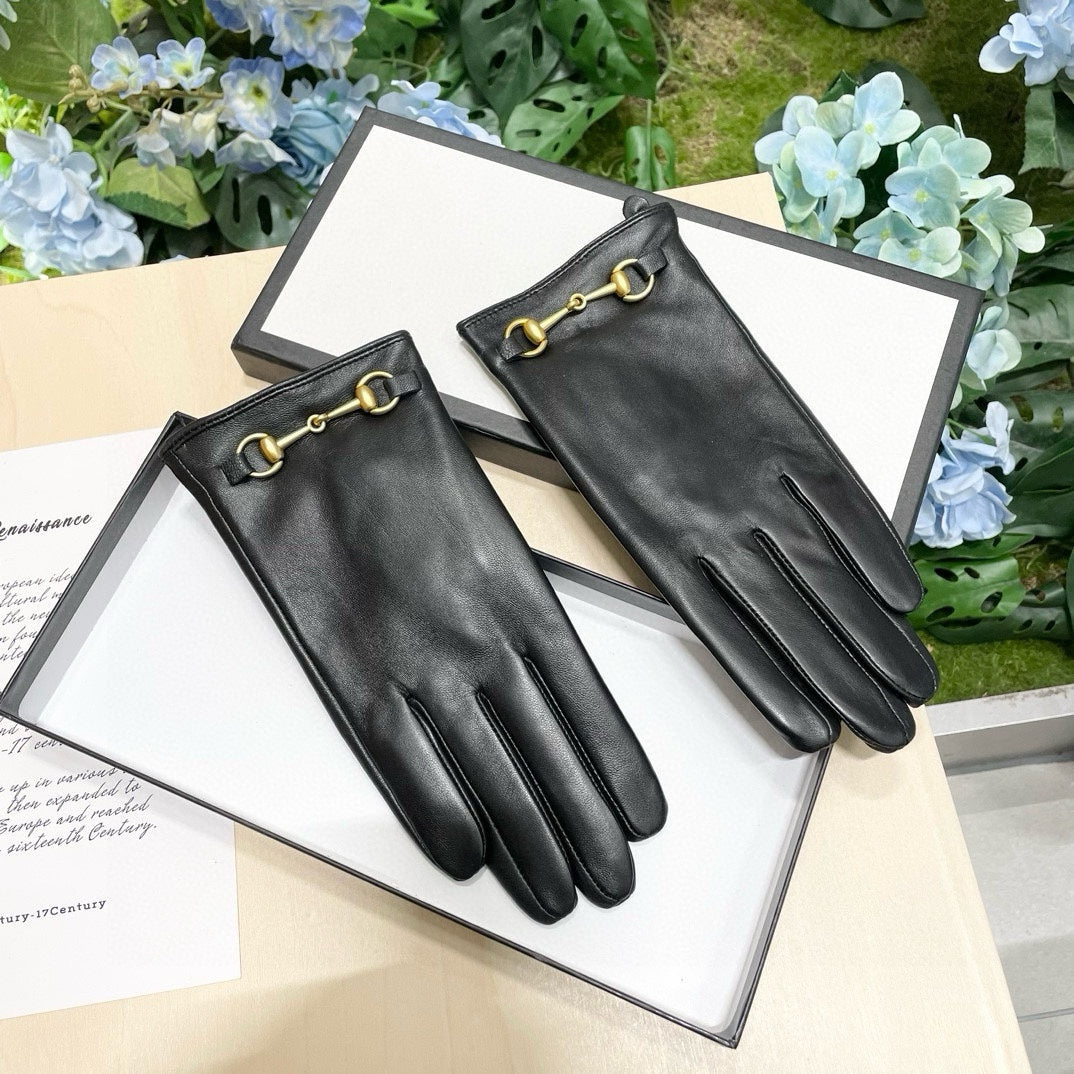 HORSEBIT GLOVES IN BLACK SHEEPSKIN AND CASHMERE LINING 465774