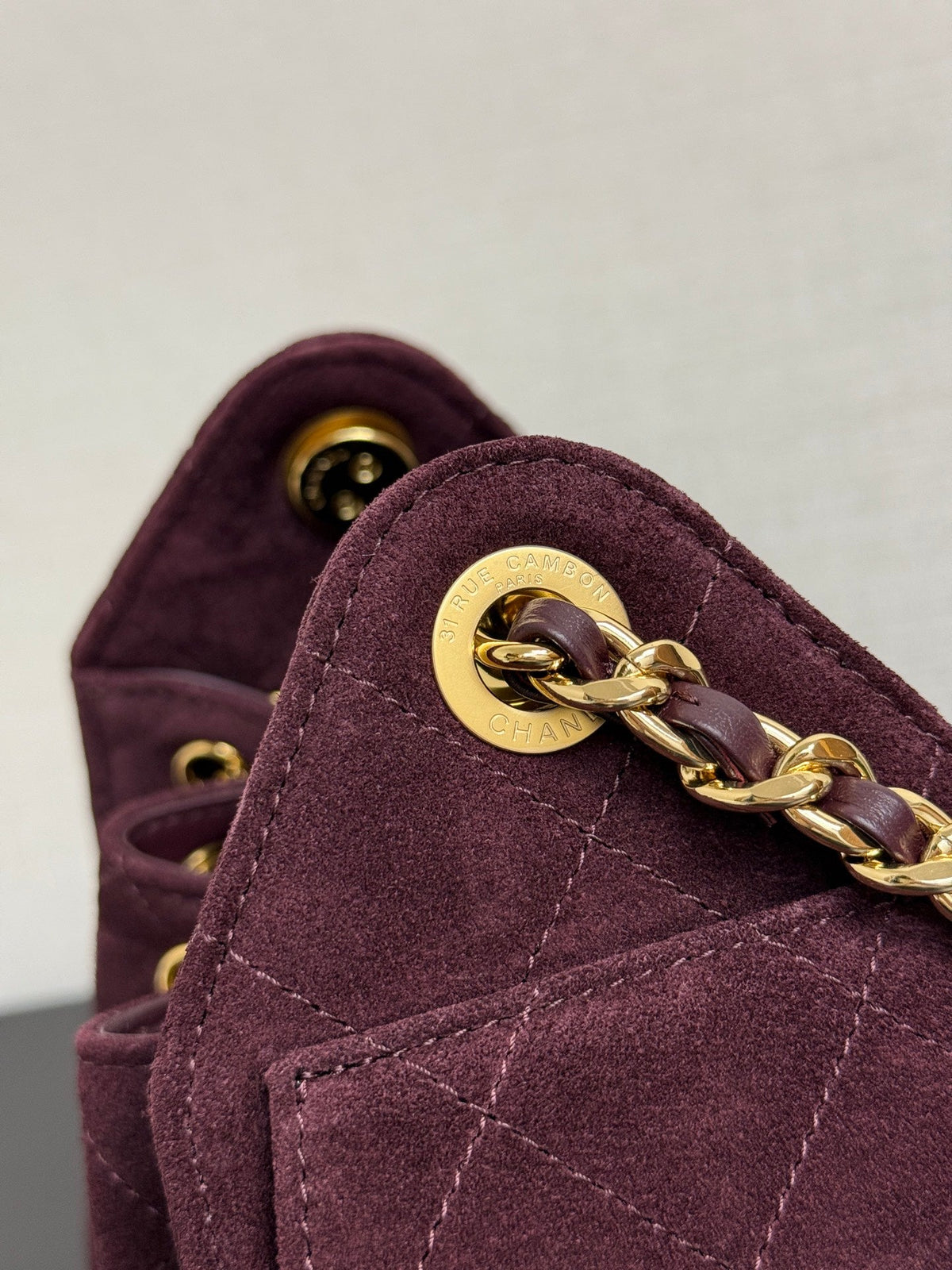 CC 26s Small Hobo Bag Burgundy Quilted Suede 996771 GHW