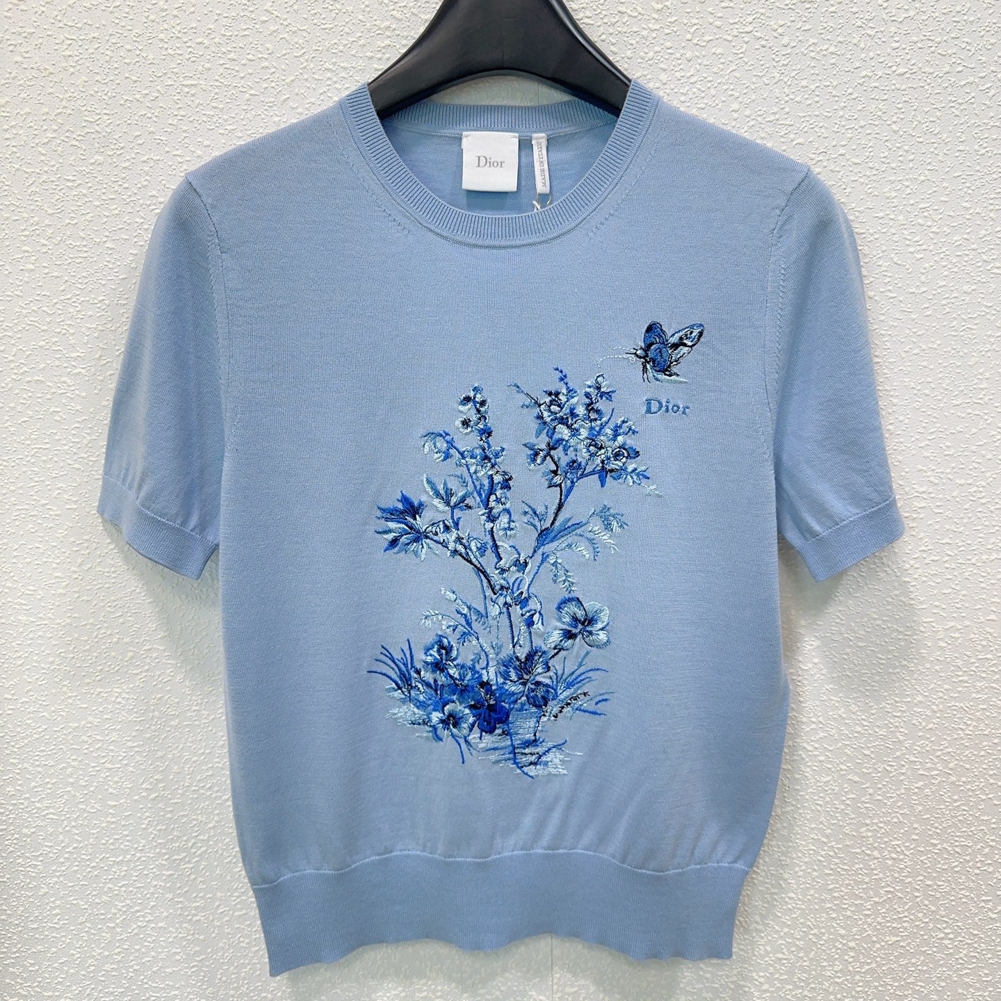 CD 26s Short-Sleeved Embroidered Sweater Blue Knit
