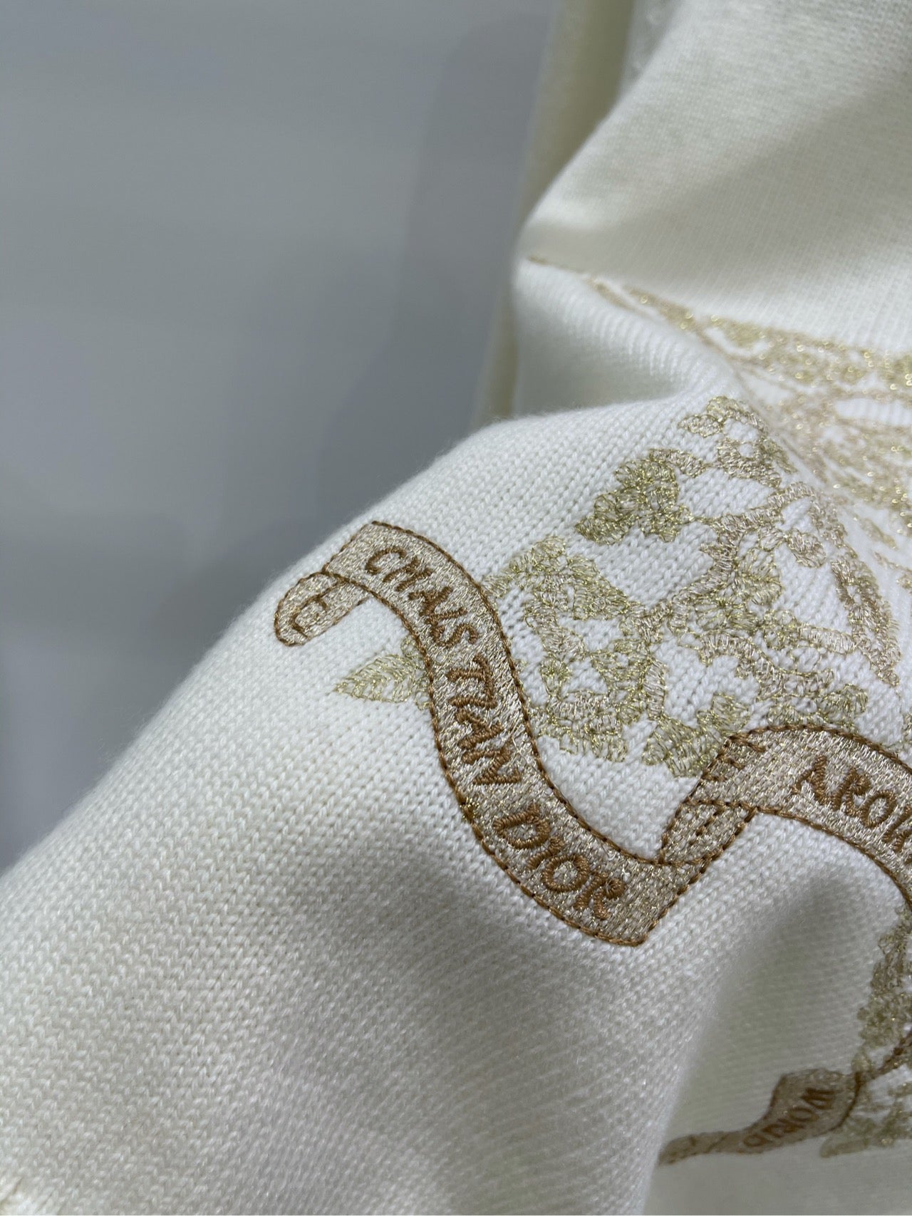 CD 26s Sweater with Gold Thread Star Embroidery Off White Wool 417298