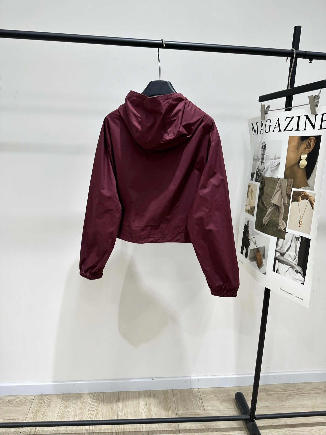 Miu Blouson Jacket Burgundy Windproof Fabric 349723